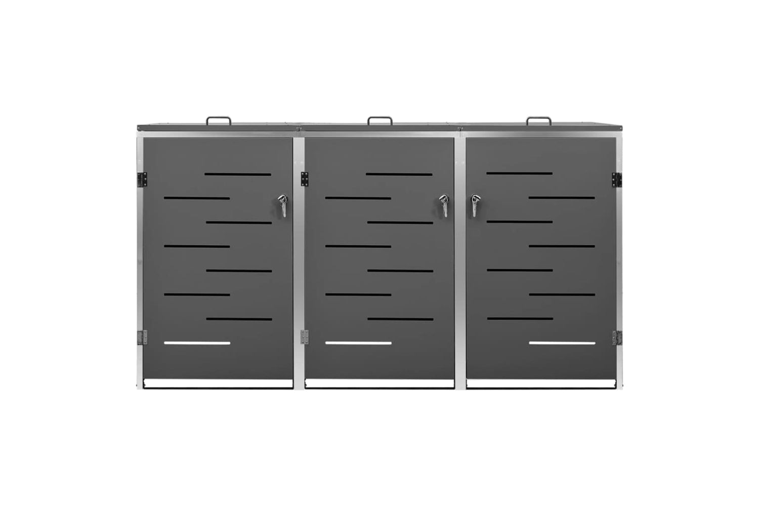 vidaXL Triple Wheelie Bin Shed 207x77.5x112.5cm Stainless Steel-4