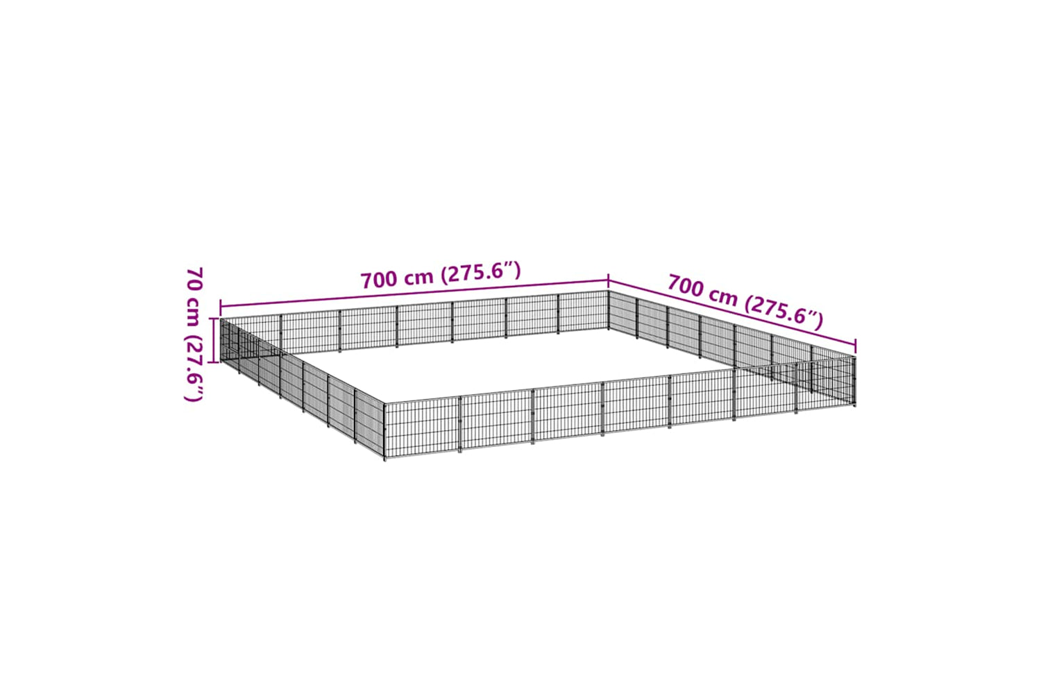 Vidaxl 3082179 Dog Kennel Black 49 M2 Steel-6