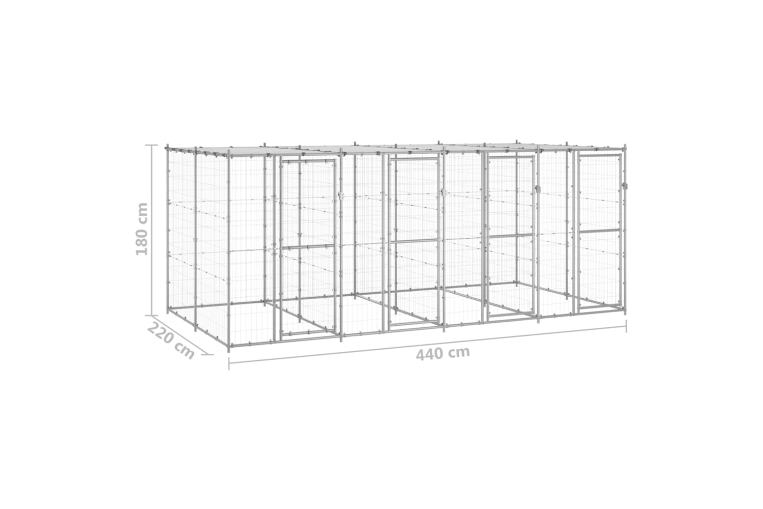 Vidaxl 3082273 Outdoor Dog Kennel Galvanised Steel With Roof 9.68 M2-6
