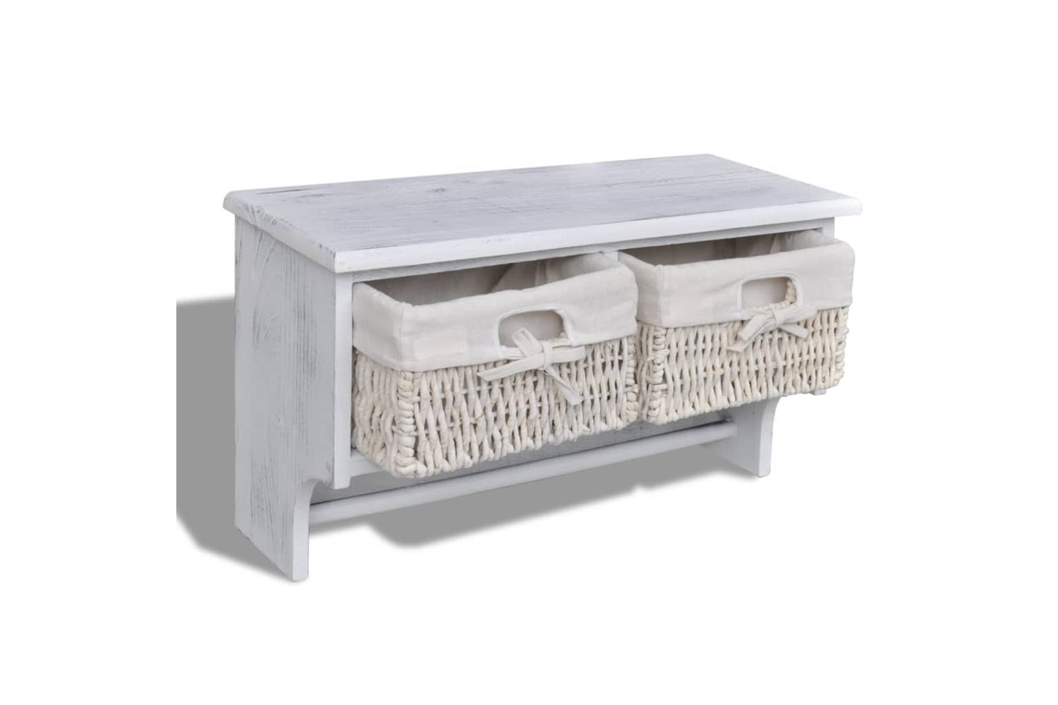 vidaXL 240792 Wall Shelf White 60x23.5x33cm Paulownia Wood-4