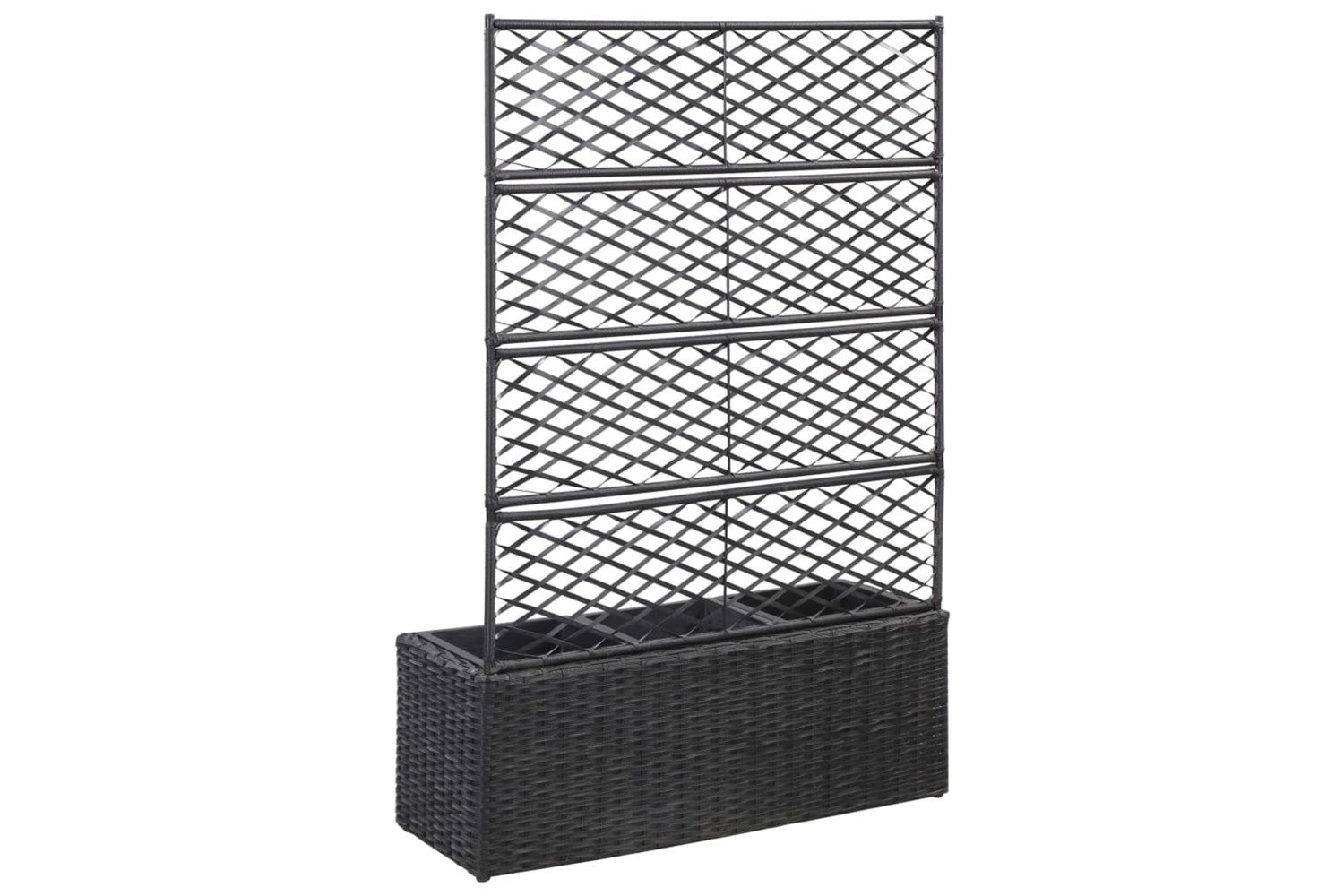 vidaXL 46932 Trellis Raised Bed With 3 Pots 83x30x130cm Poly Rattan Black-3