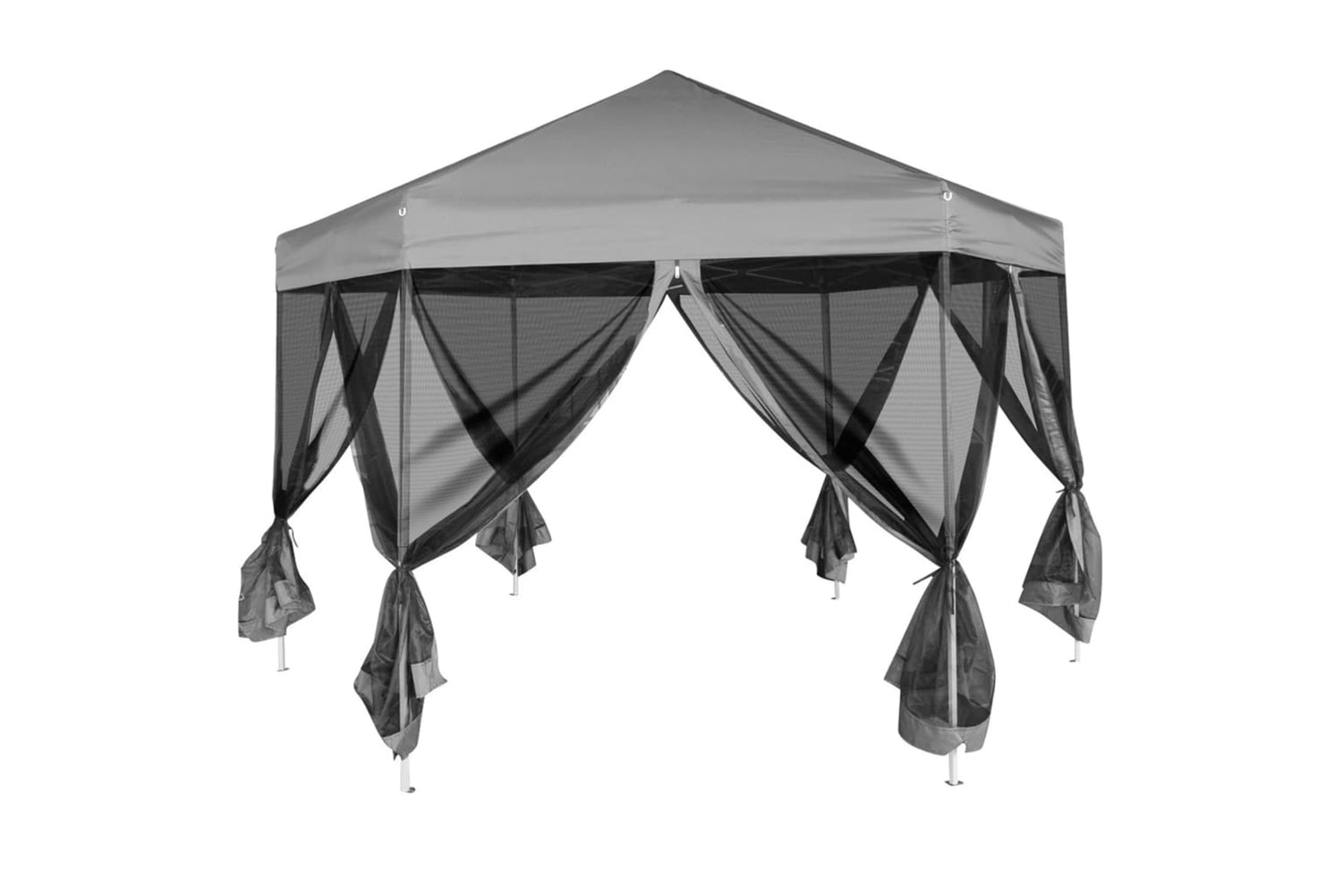 Vidaxl 42111 Hexagonal Pop-up Marquee With 6 Sidewalls Grey 3.6x3.1 M-3