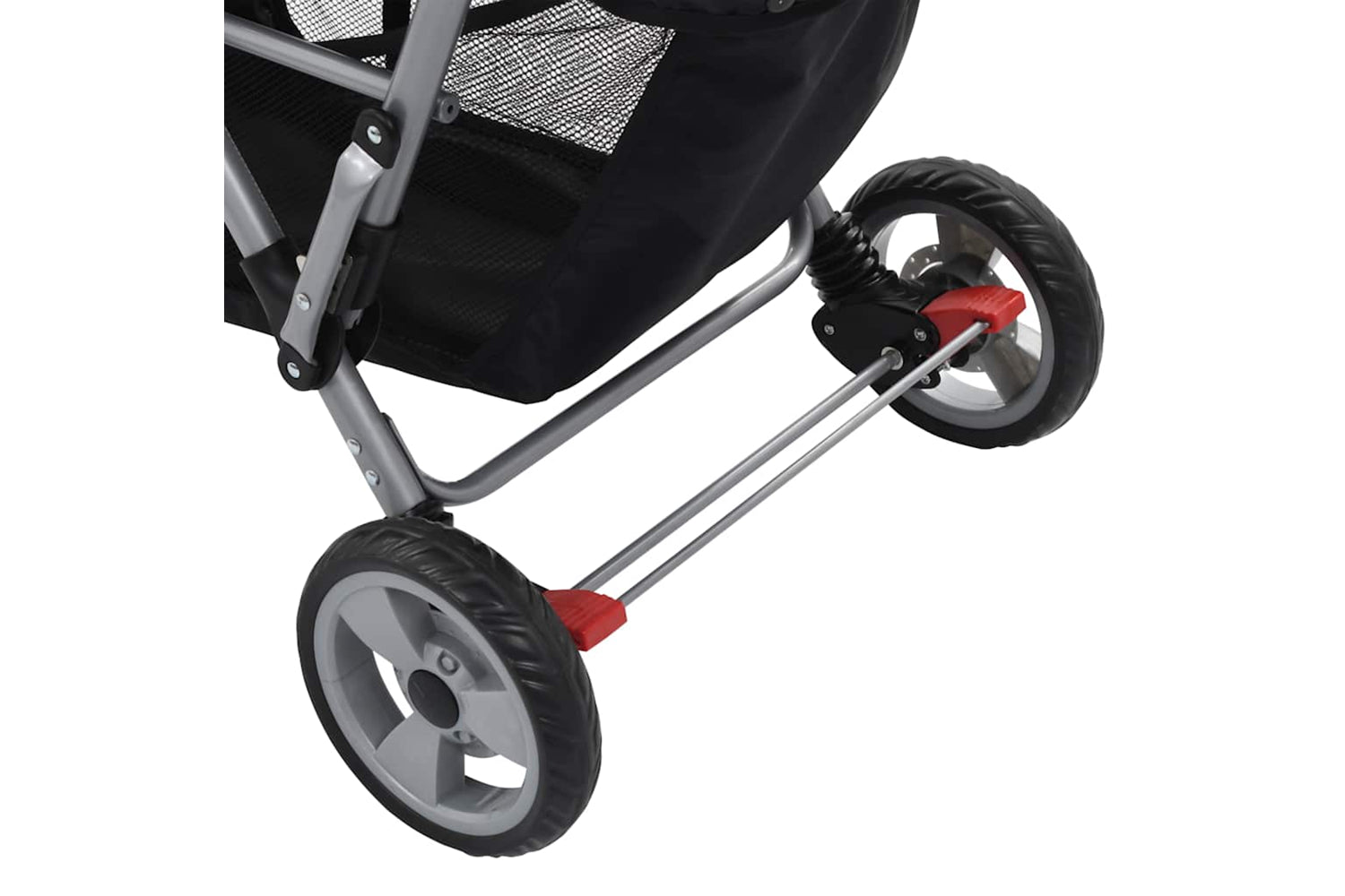 Vidaxl Tandem Stroller | Pink/Black Steel-7