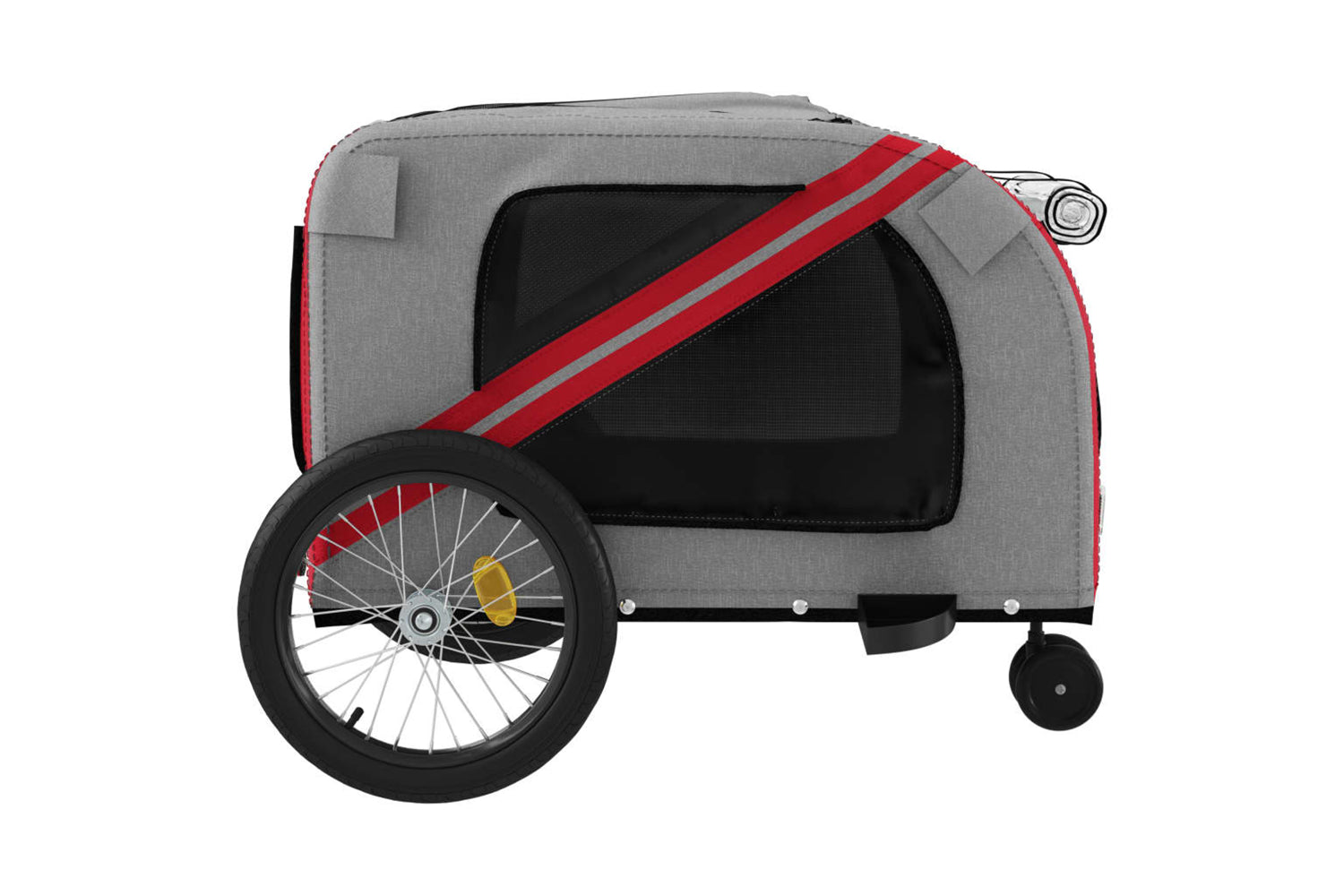Vidaxl 93901 Pet Bike Trailer Red And Grey Oxford Fabric And Iron-6