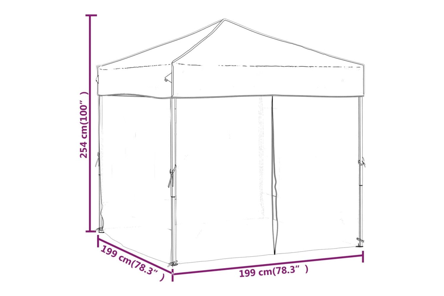Vidaxl 93508 Folding Party Tent With Sidewalls Cream 2x2 M-8