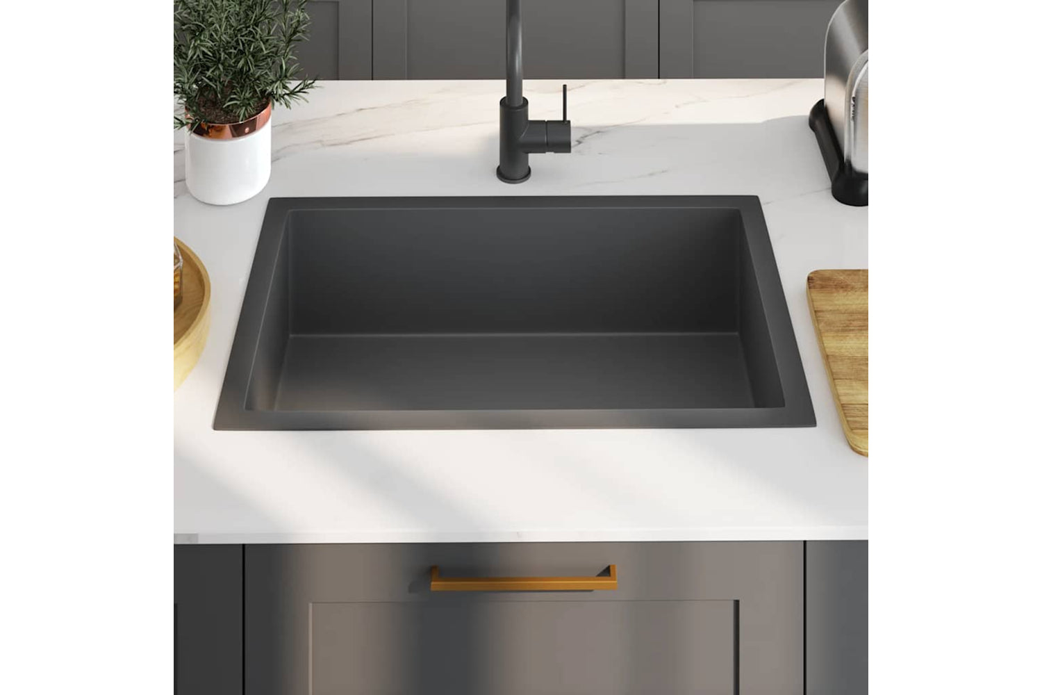 Vidaxl 51517 Handmade Kitchen Sink Black Stainless Steel-2