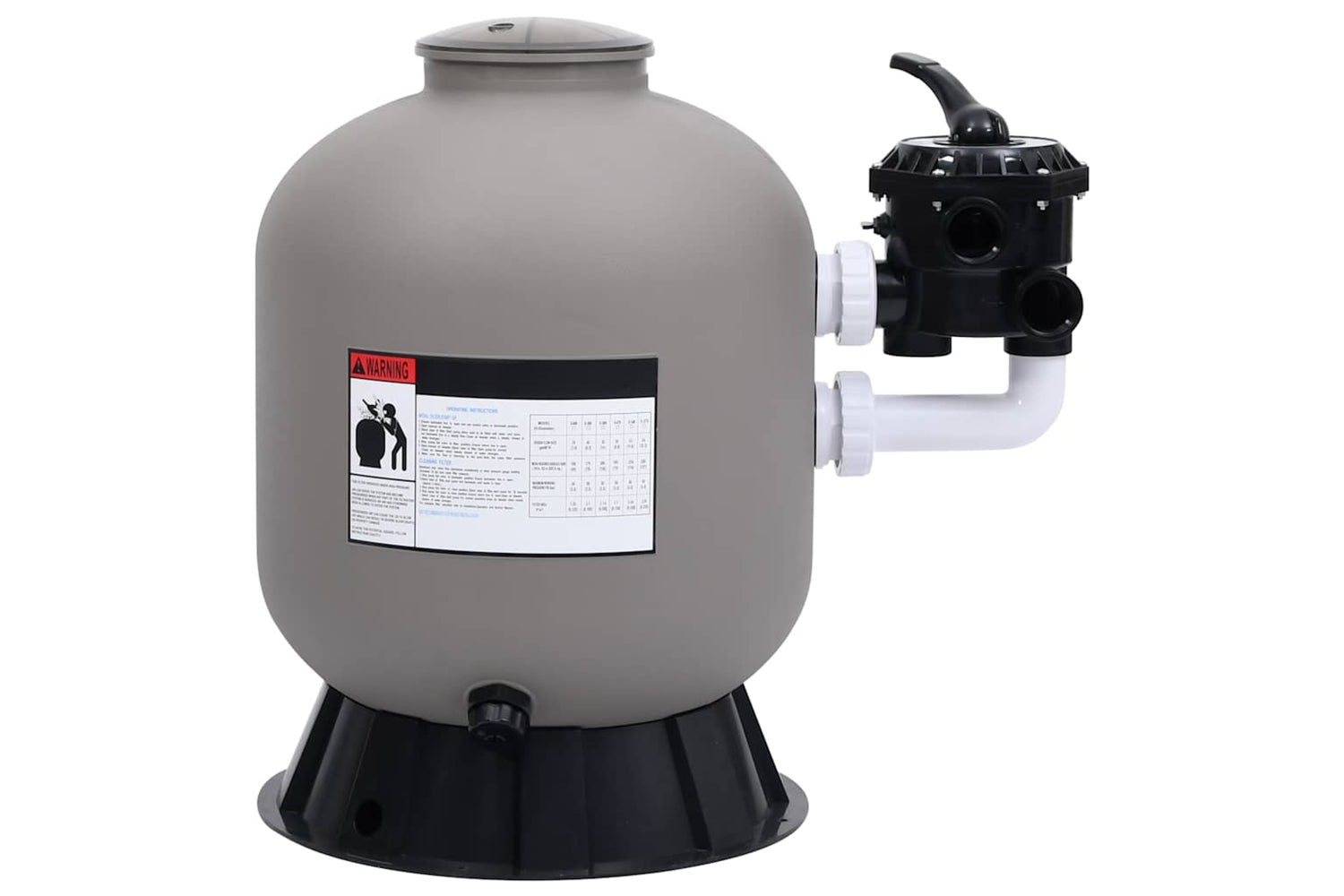 Vidaxl Pool Sand Filter With Side Mount 6-way Valve Grey-2
