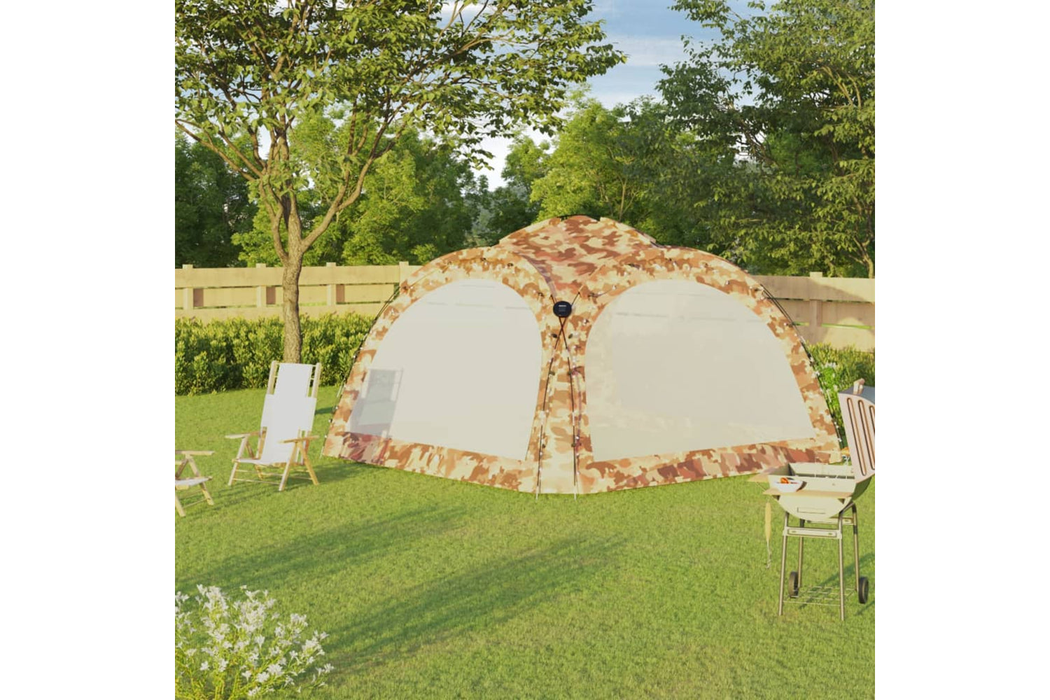 Vidaxl 93078 Party Tent With Led And 4 Sidewalls 3.6x3.6x2.3 M Camouflage-2