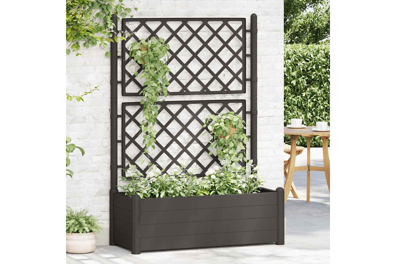 vidaXL 313985 Garden Planter With Trellis 100x43x142cm Pp Anthracite-2