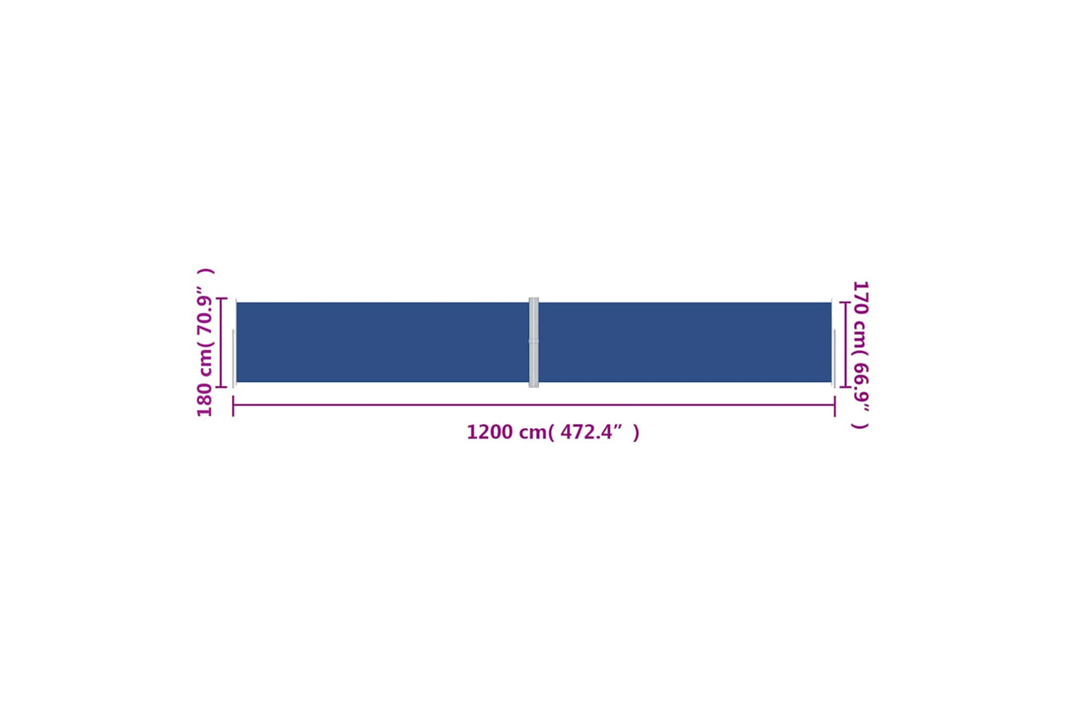 vidaXL 318076 Retractable Side Awning Blue 180x1200cm-7