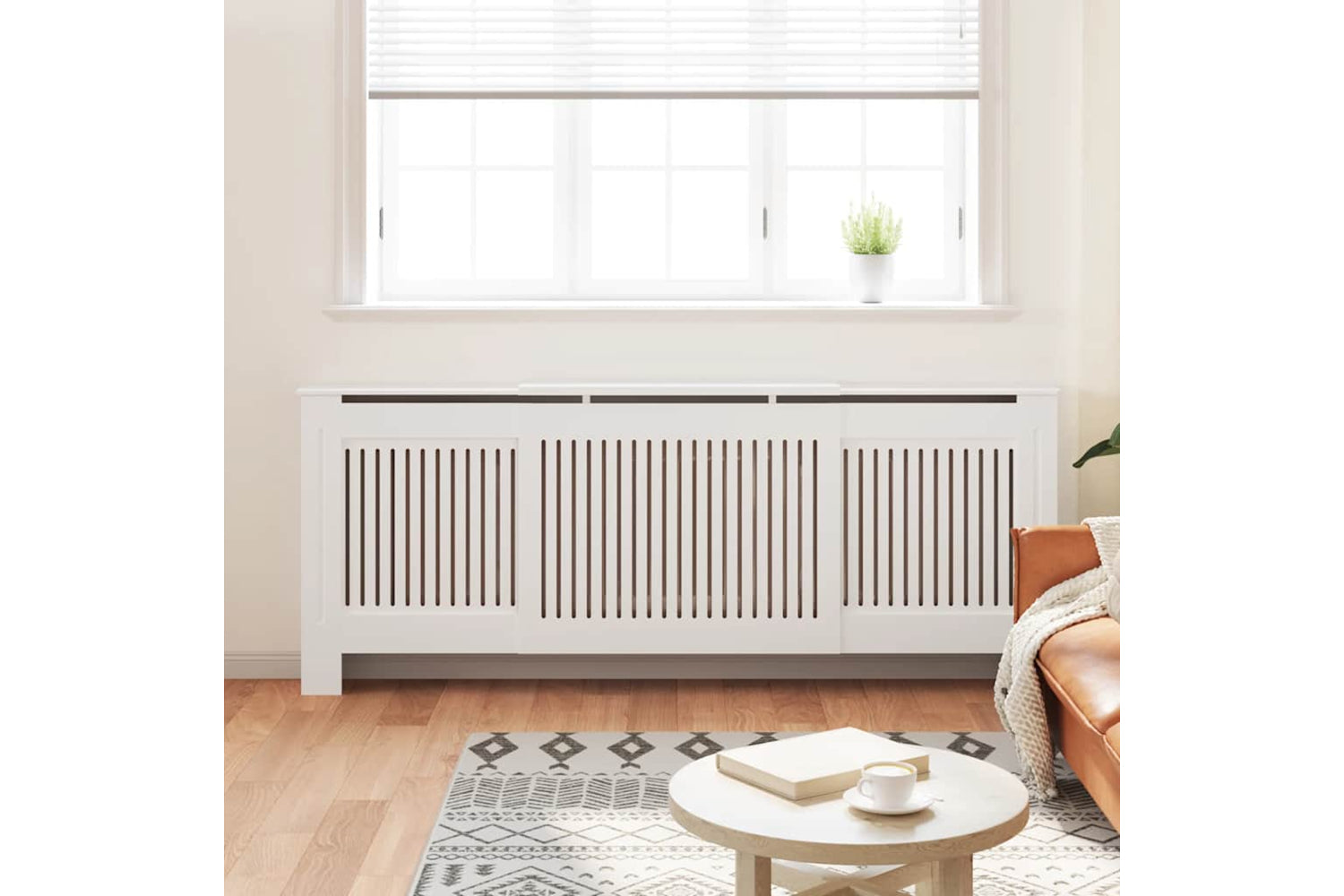 vidaXL Mdf Radiator Cover White 205cm-2