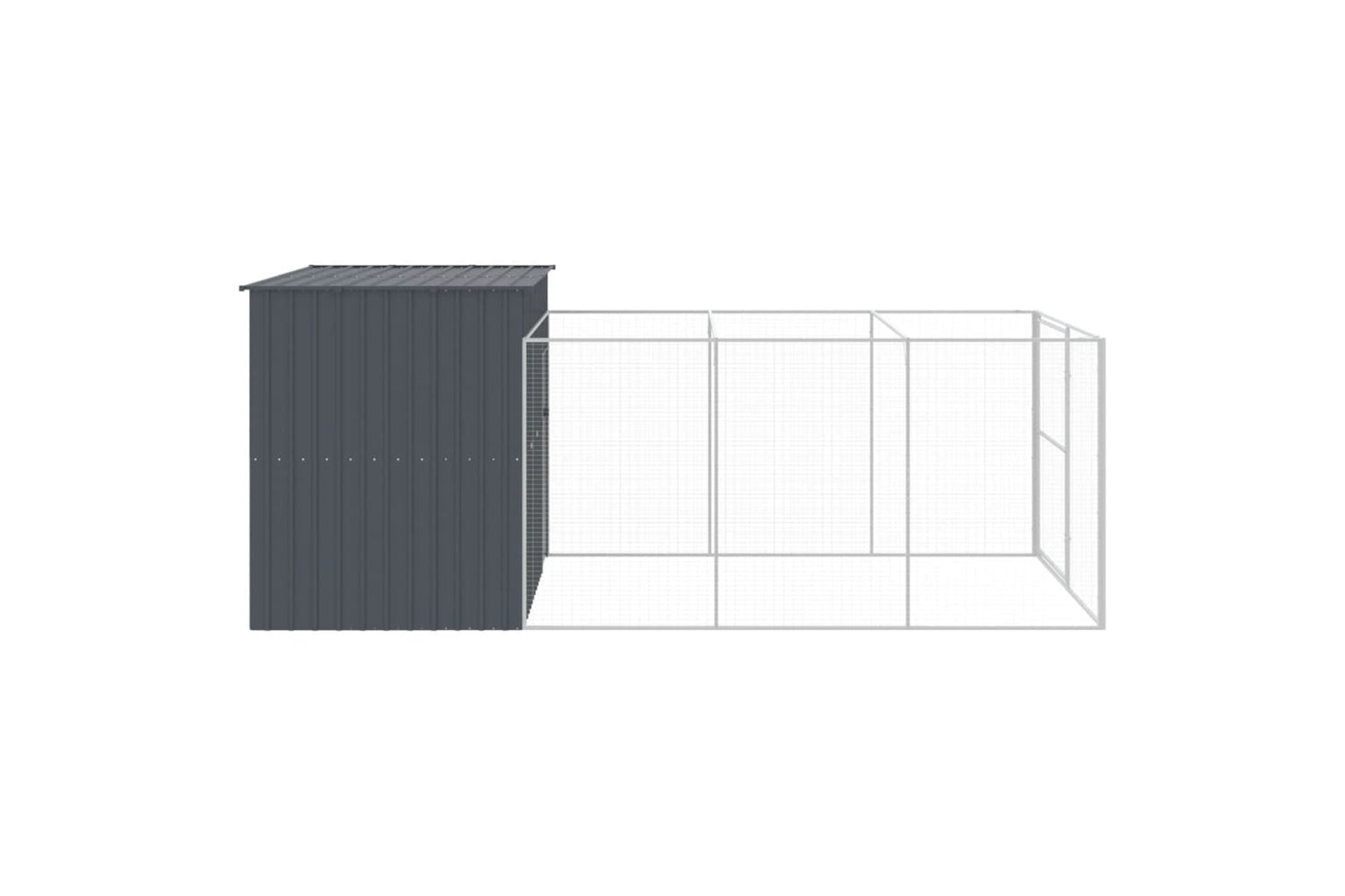 vidaXL 3189120 Dog House With Run Anthracite 214x457x181cm Galvanised Steel-3