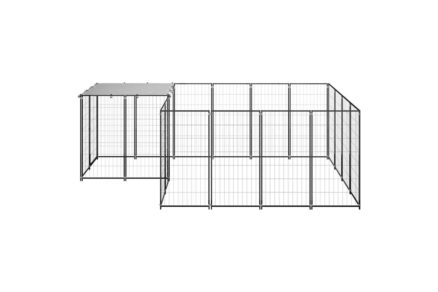 Vidaxl 3082205 Dog Kennel Black 6.05 M2 Steel-2
