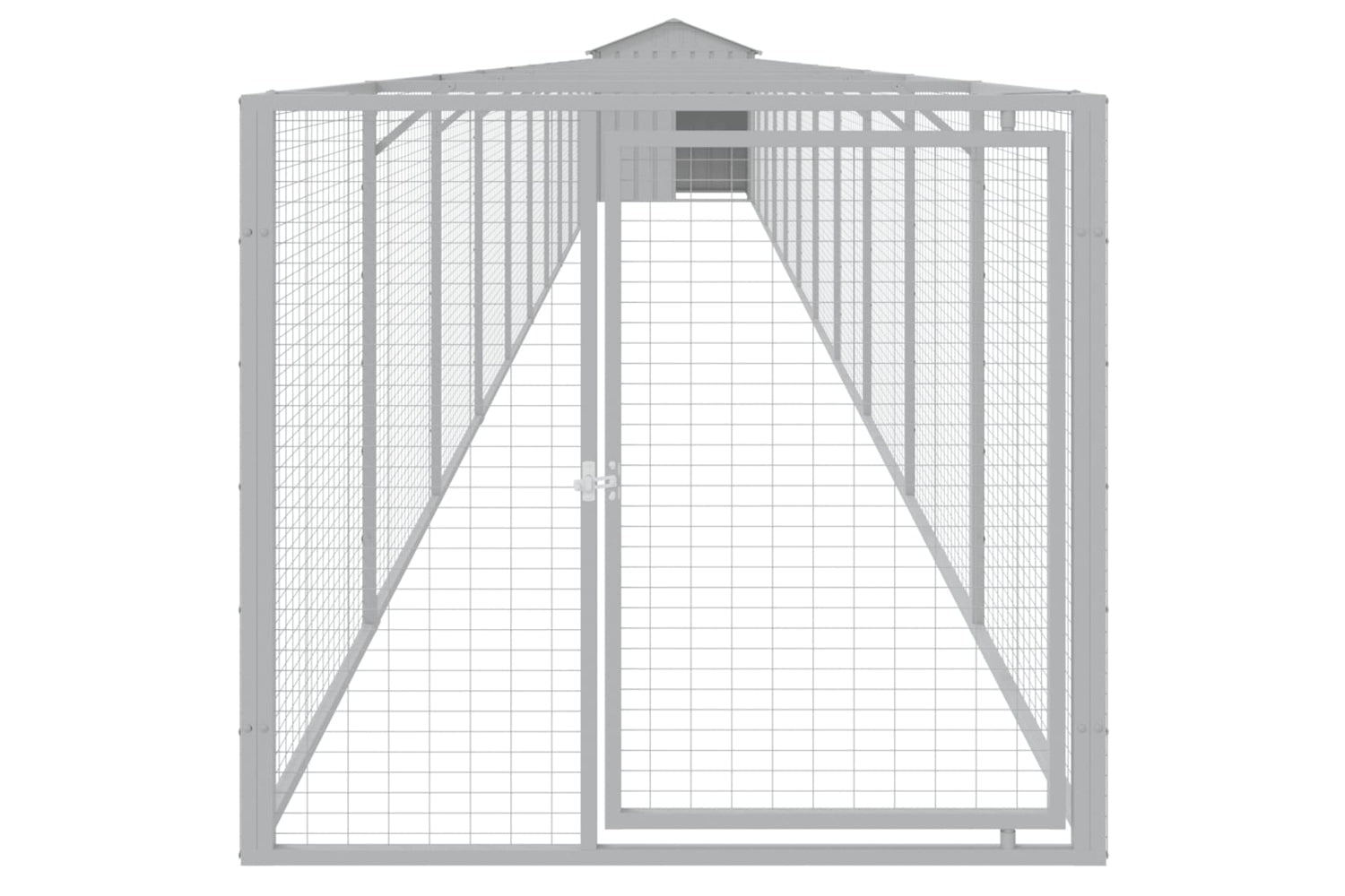 vidaXL 3189068 Dog House With Roof Light Grey 117x1221x123cm Galvanised Steel-2