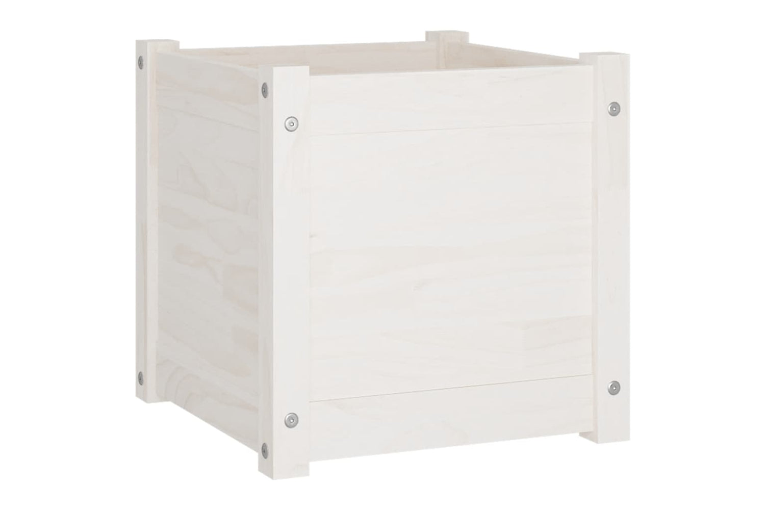 vidaXL 810537 Garden Planters 2 Pcs White 40x40x40cm Solid Pinewood-2