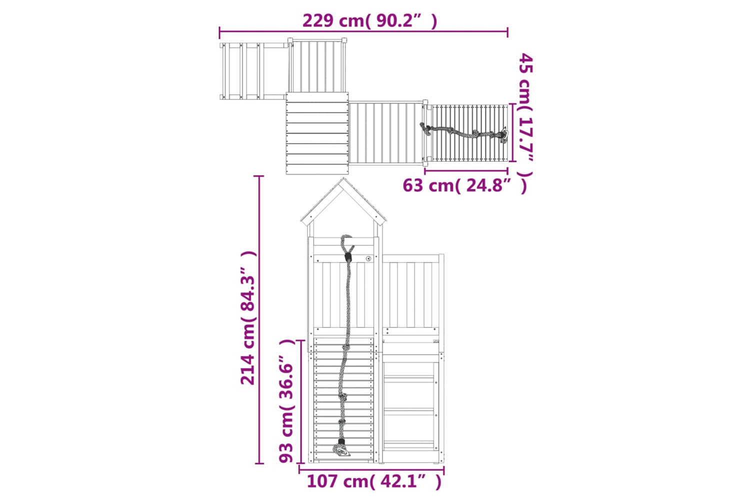Vidaxl 3155833 Playhouse With Climbing Wall Impregnated Wood Pine-9