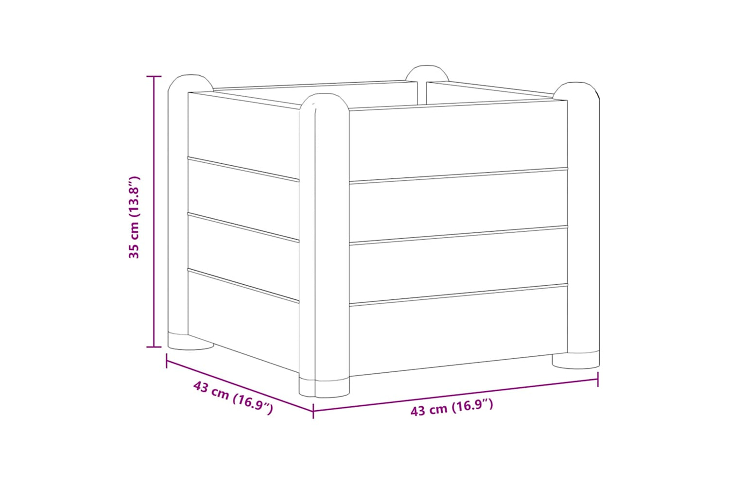 vidaXL 313973 Garden Raised Bed Pp Anthracite 43x43x35cm-4