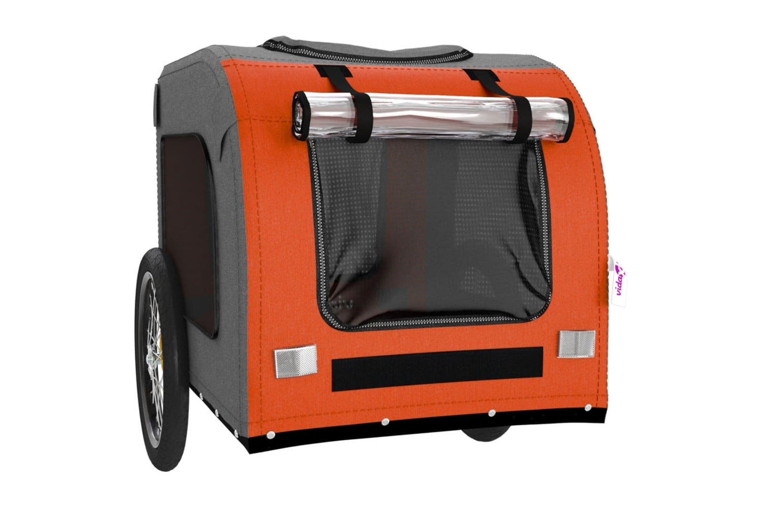 Vidaxl 93837 Pet Bike Trailer Orange And Grey Oxford Fabric&iron-4