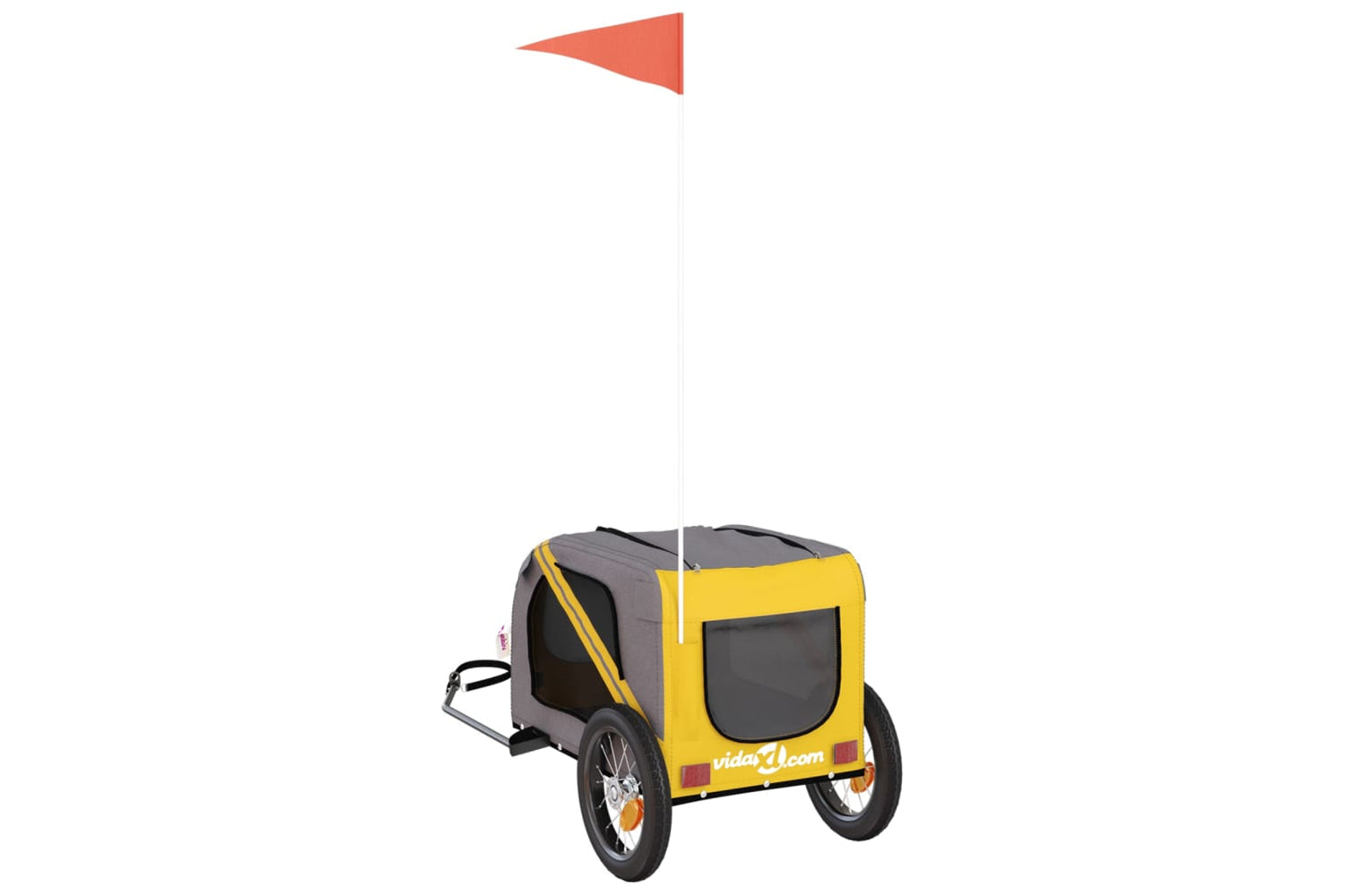 Vidaxl 93868 Pet Bike Trailer Yellow And Grey Oxford Fabric And Iron-7