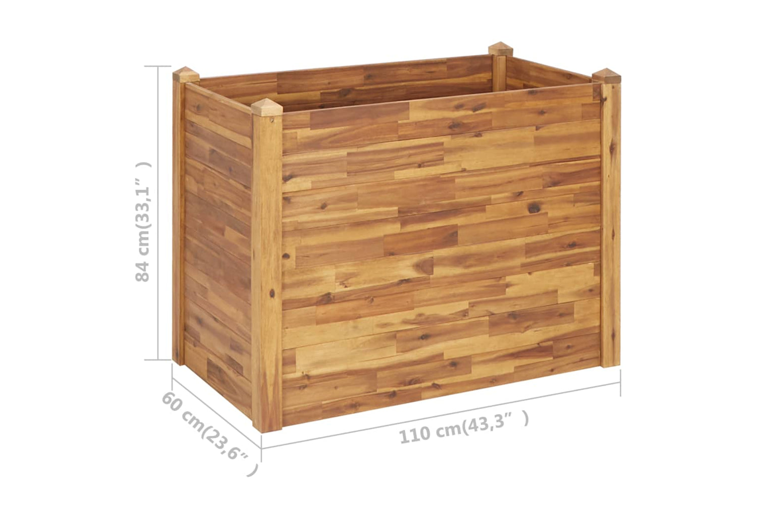 vidaXL 46579 Garden Raised Bed 110x60x84cm Solid Acacia Wood-7