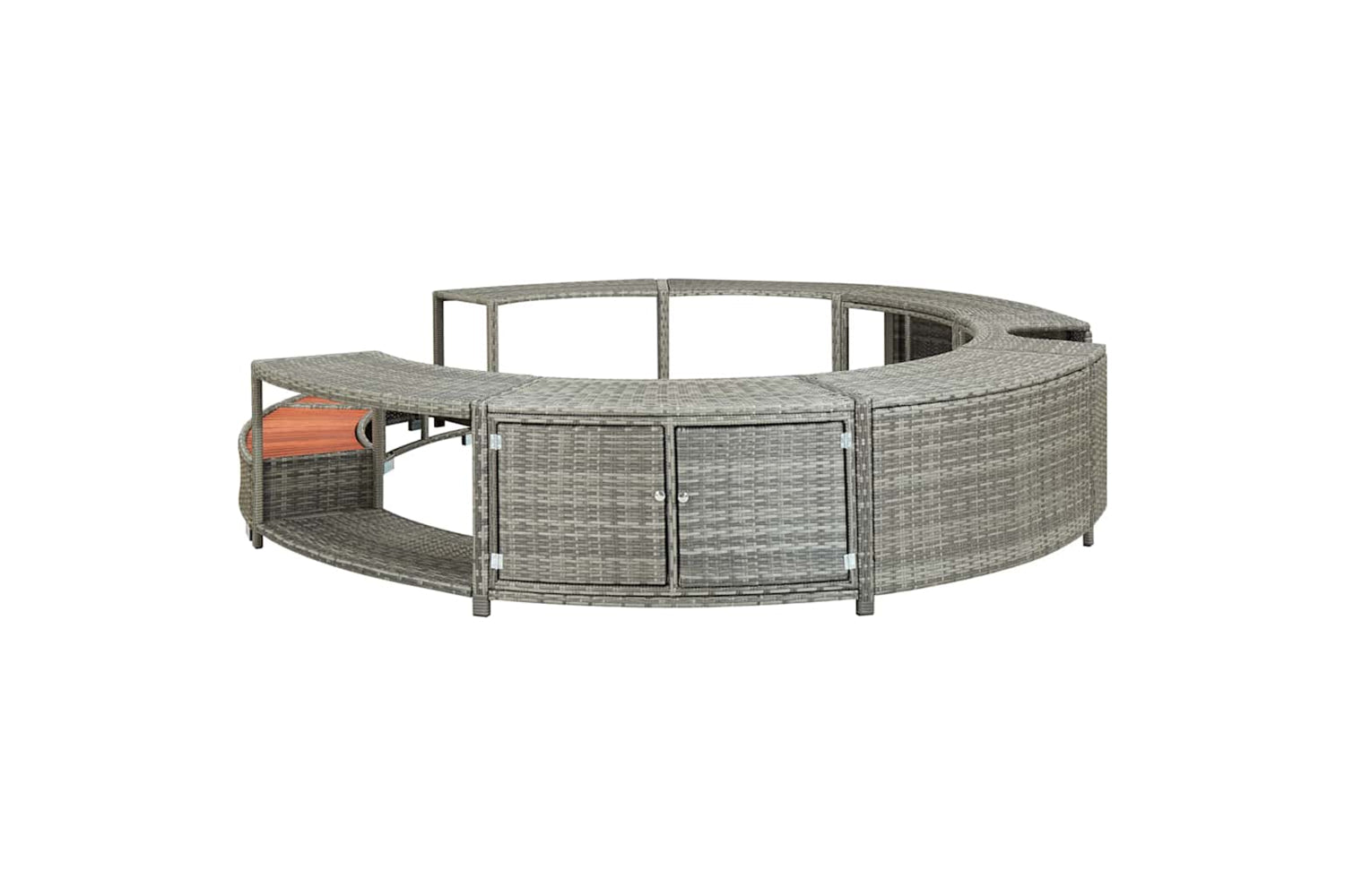 Vidaxl Hot Tub Surround Grey Poly Rattan-5