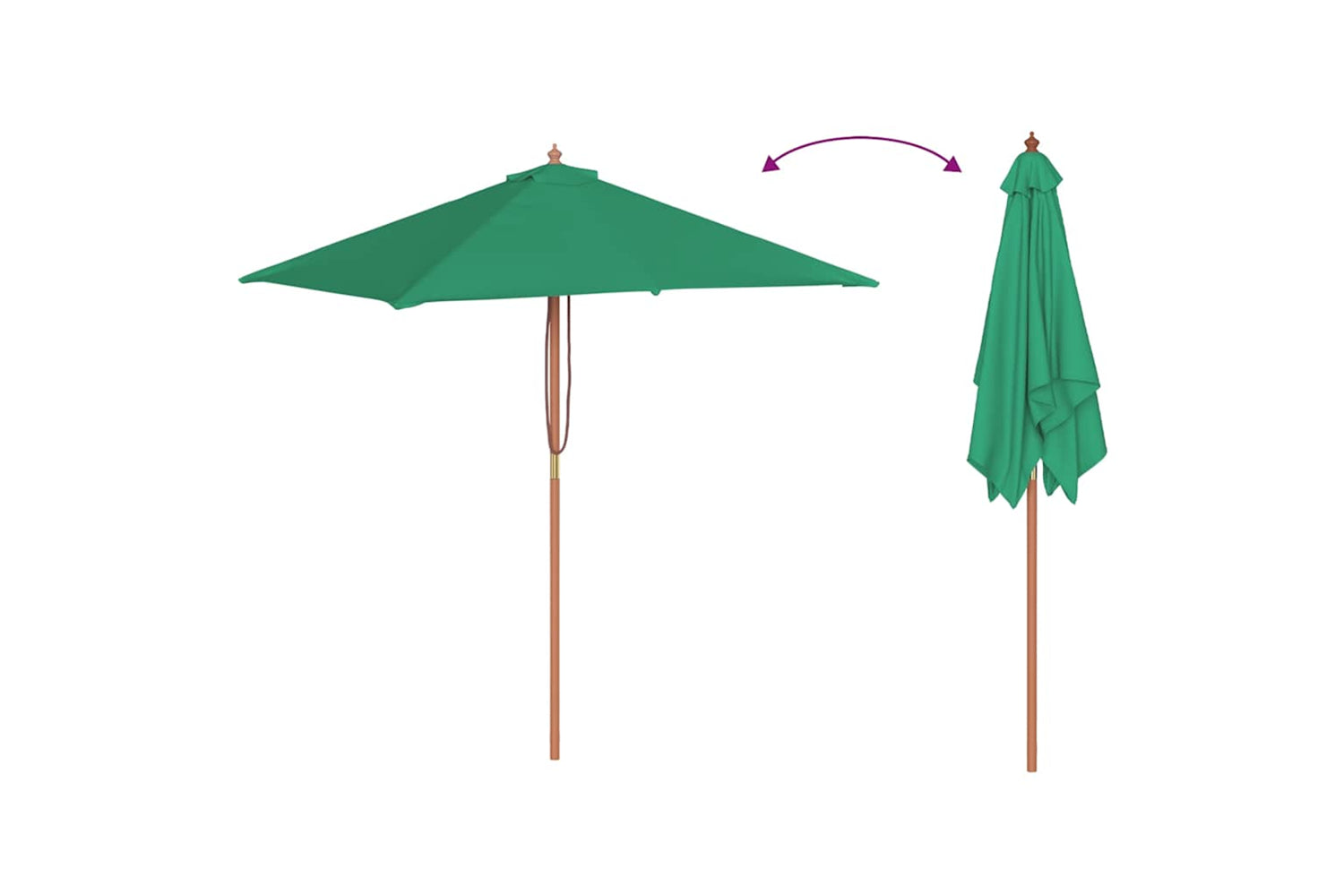 vidaXL 44534 Outdoor Parasol With Wooden Pole 150x200cm Green-4