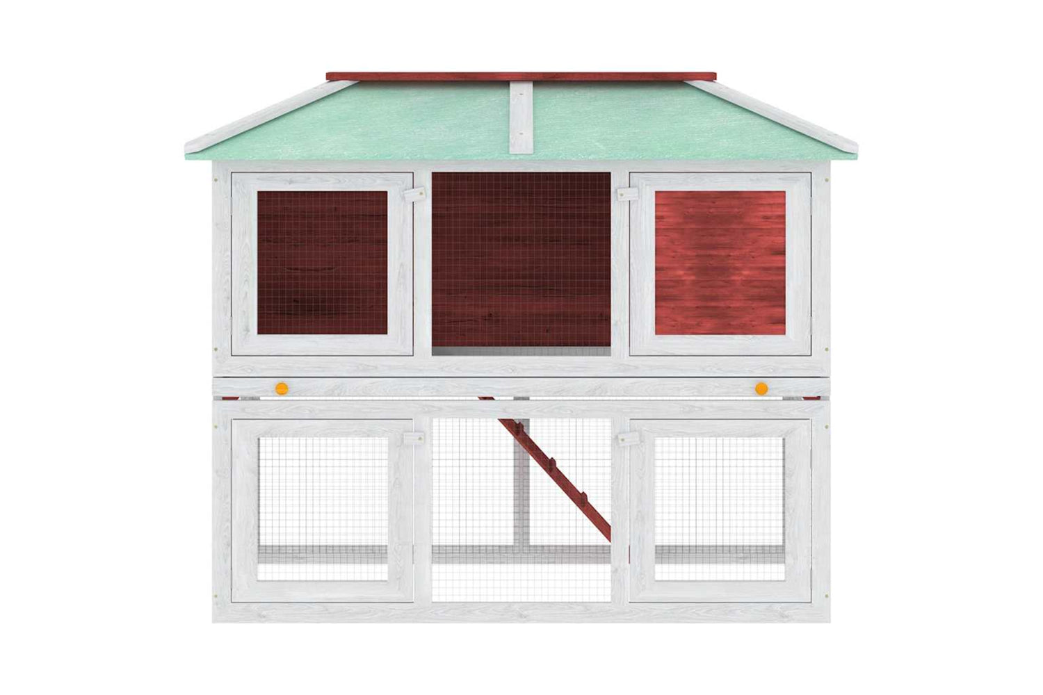 Vidaxl 170851 Animal Rabbit Cage Double Floor Red Wood-3