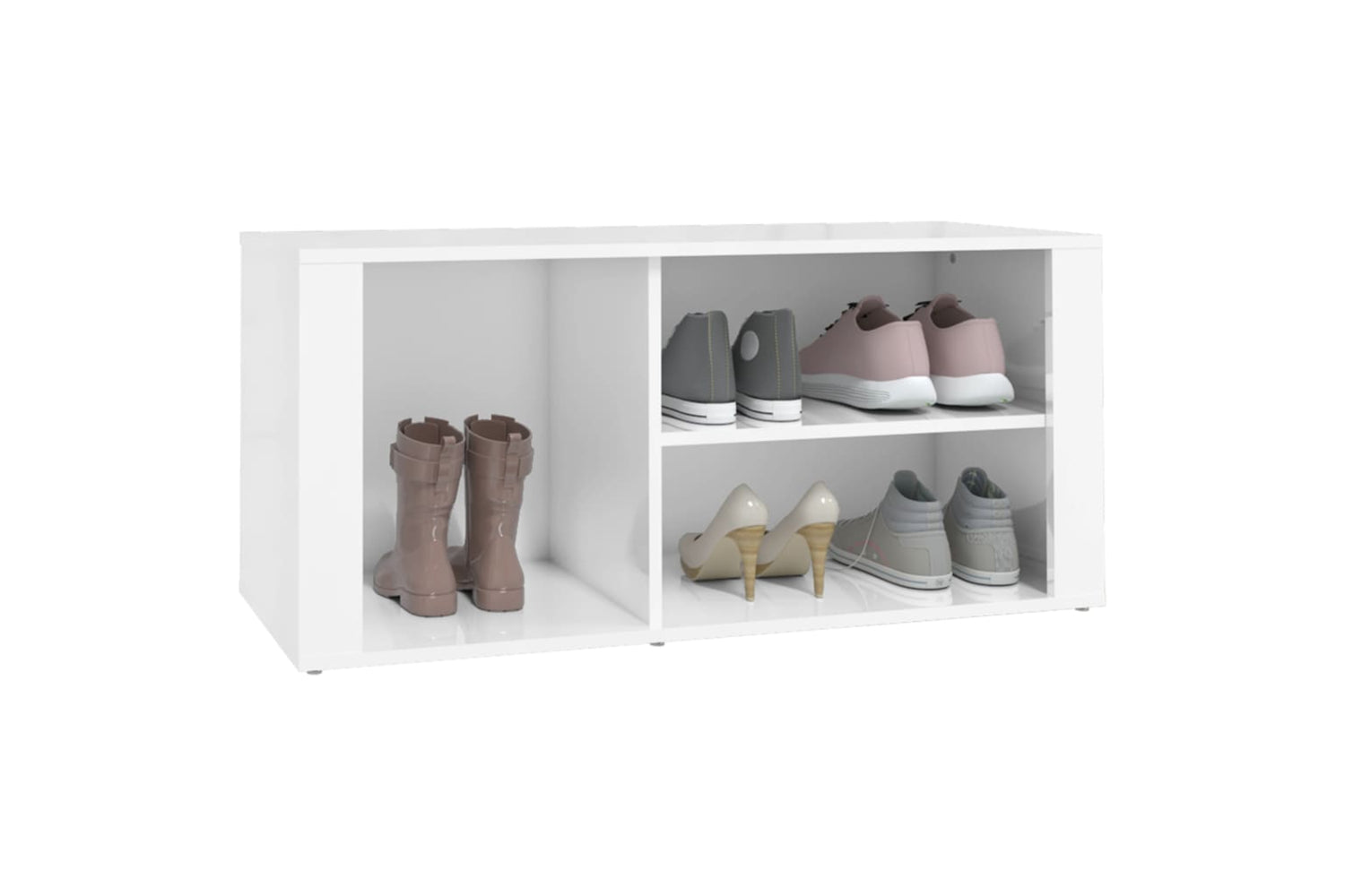vidaXL 816922 Shoe Cabinet High Gloss White 100x35x45cm Engineered Wood-3