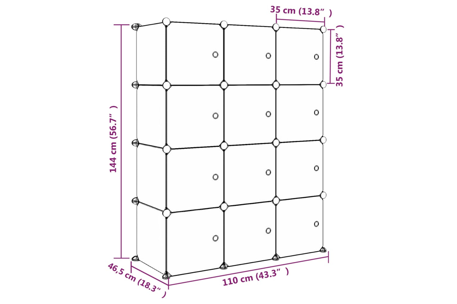 Vidaxl 340580 Cube Storage Cabinet For Kids With 12 Cubes Blue Pp-7
