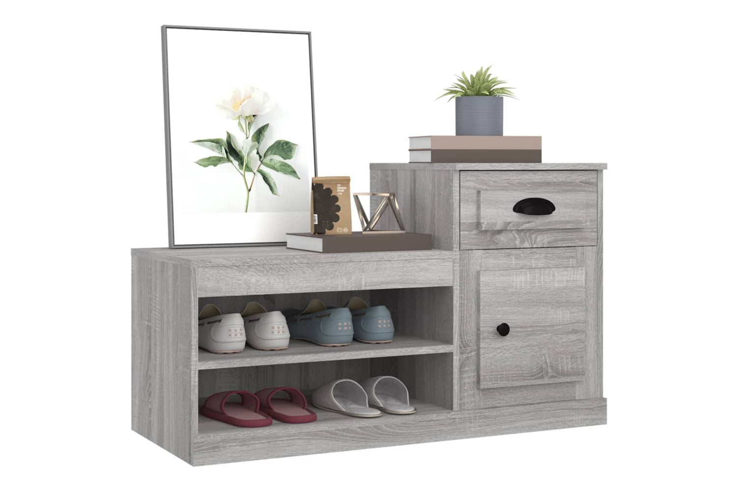 vidaXL 816422 Shoe Cabinet Grey Sonoma 100x42x60cm Engineered Wood-3