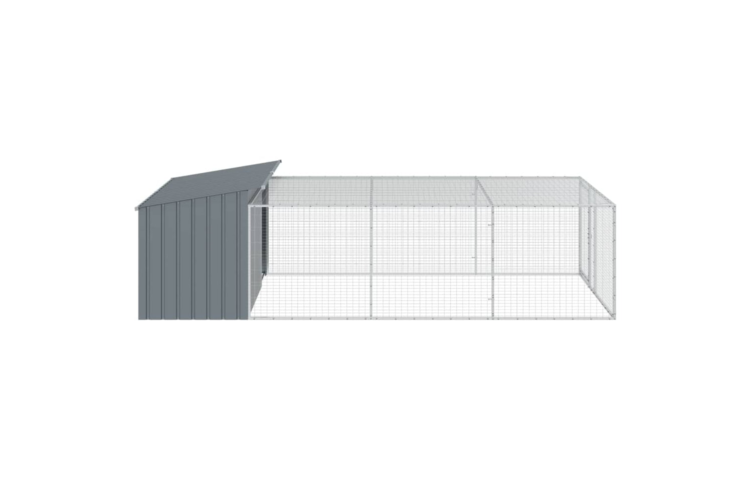 vidaXL 3214225 Dog House With Run Anthracite 197x396x110cm Galvanised Steel-5