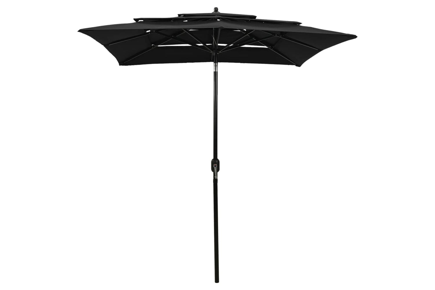 Vidaxl 313850 3-tier Parasol With Aluminium Pole Black 2x2 M-2
