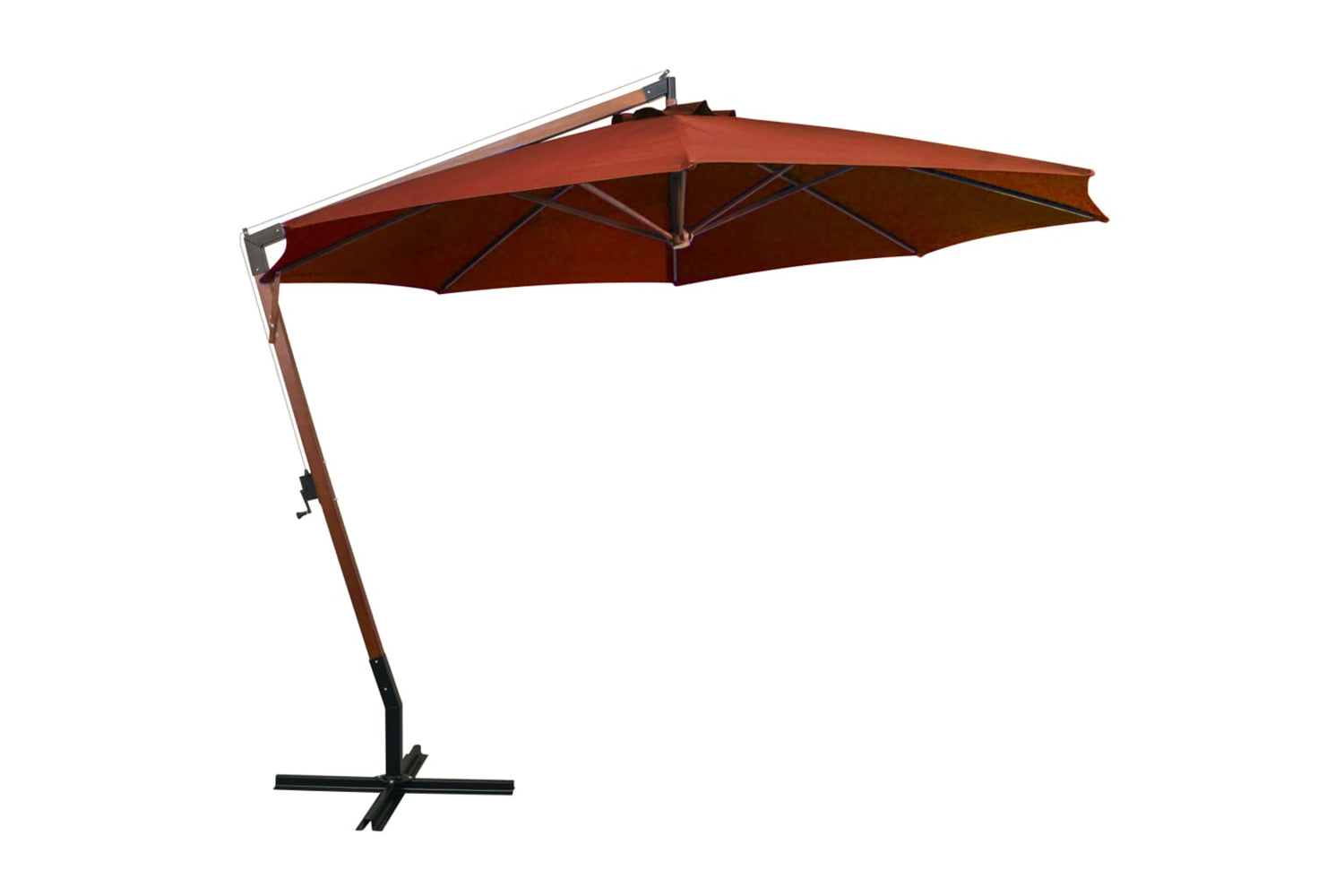 Vidaxl 313771 Hanging Parasol With Pole Terracotta 3.5x2.9 M Solid Fir Wood-2