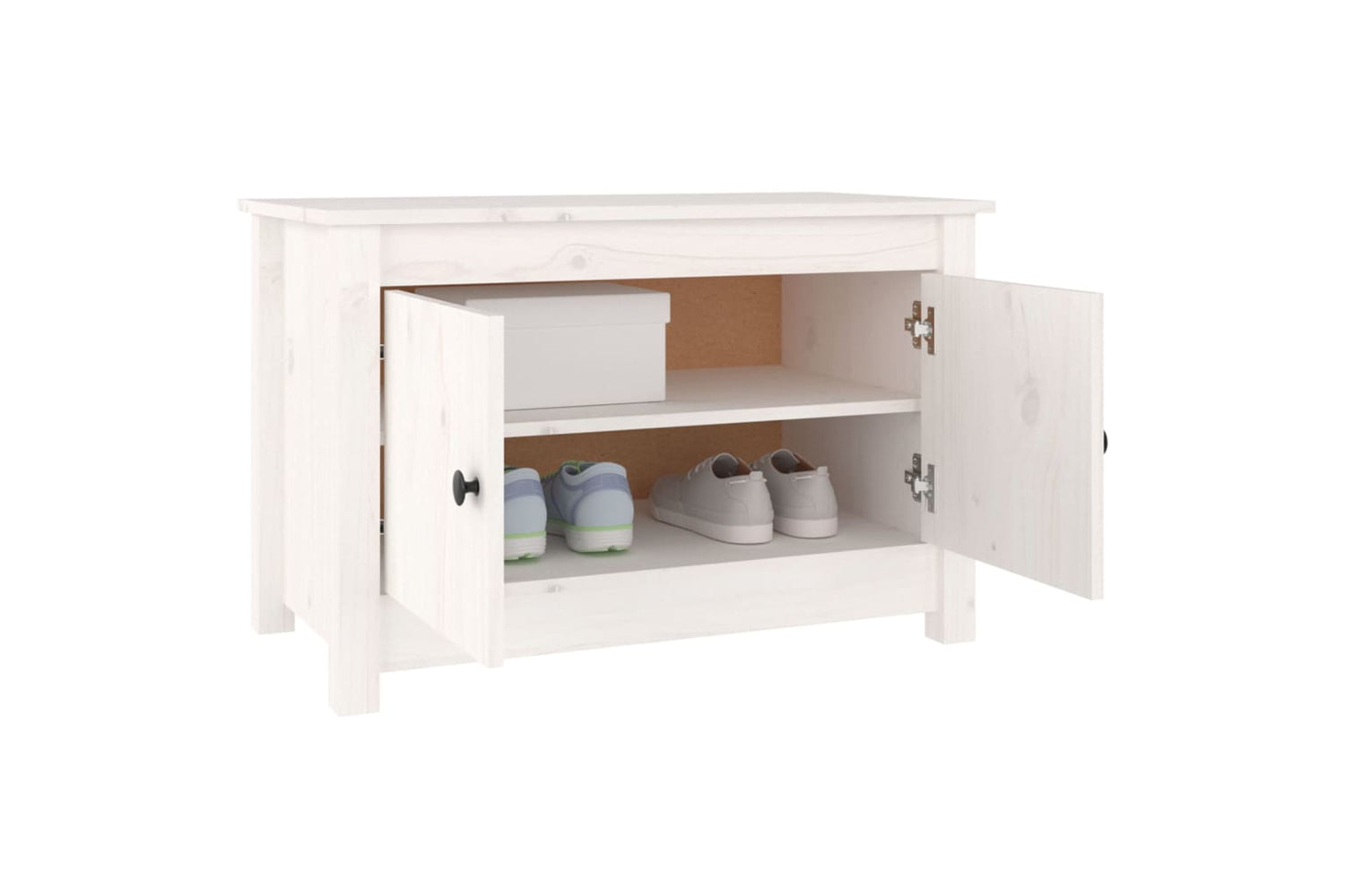 vidaXL 813780 Shoe Cabinet White 70x38x45.5cm Solid Wood Pine-3
