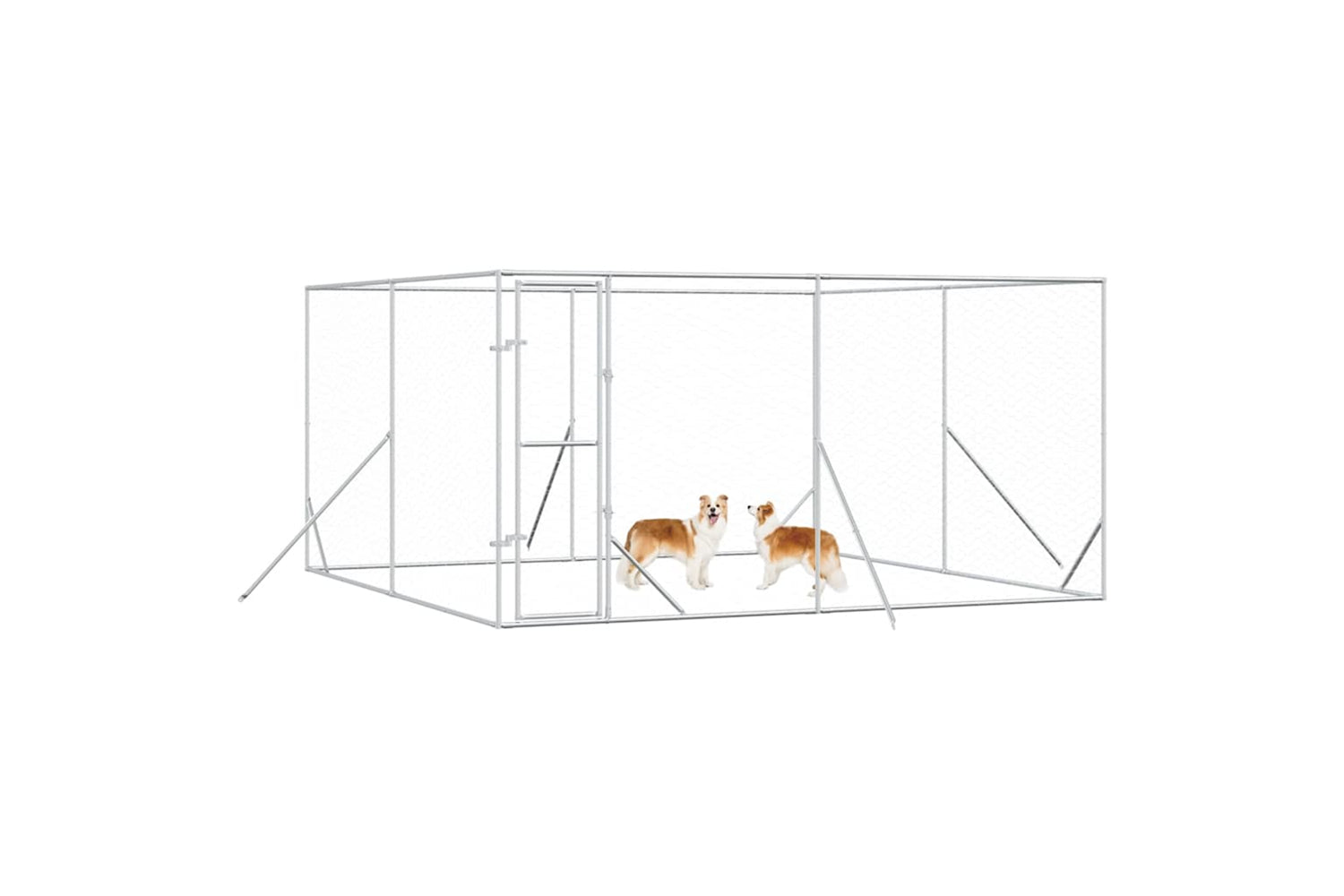 Vidaxl 3190455 Outdoor Dog Kennel Silver 4x4x2 M Galvanised Steel-2