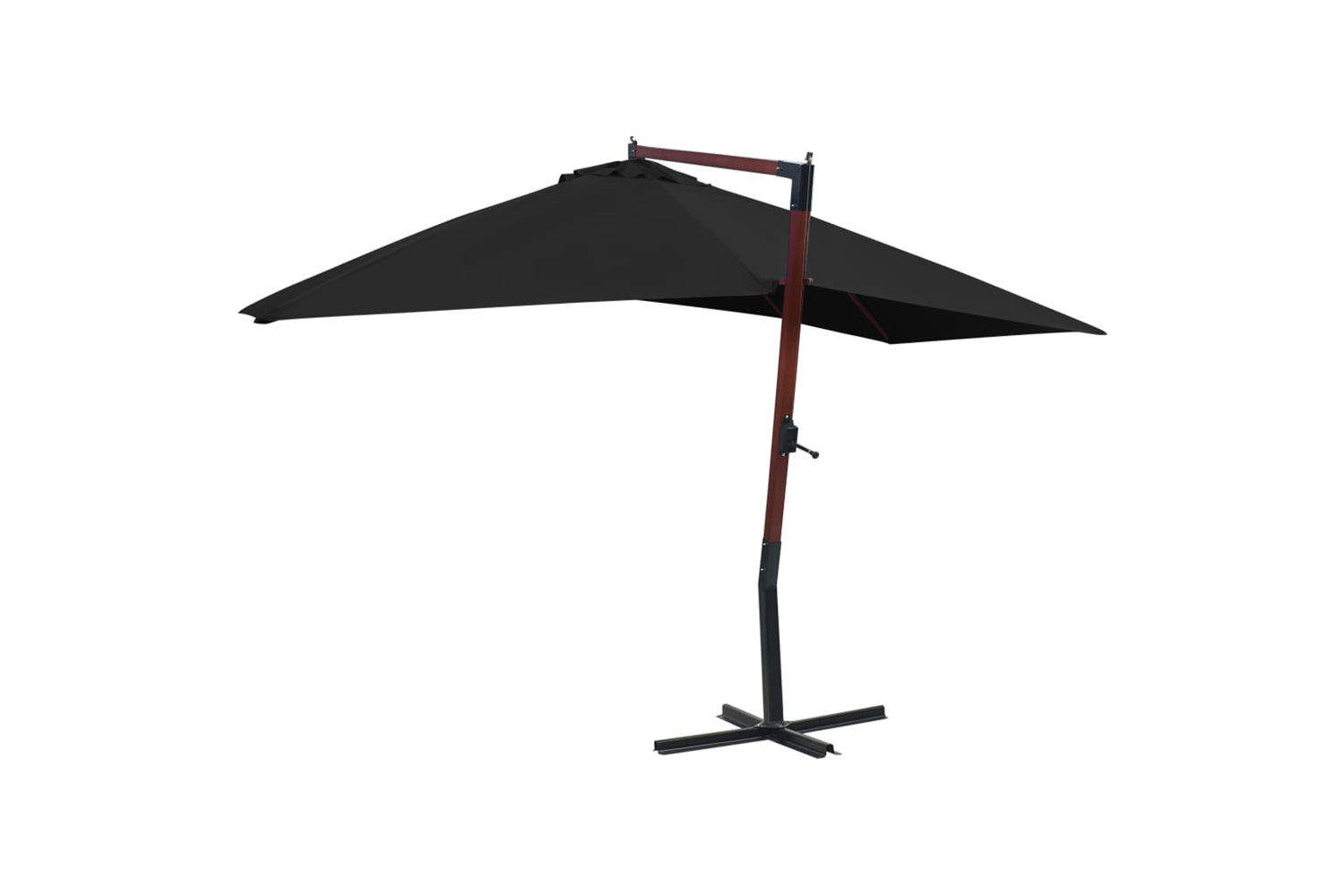 vidaXL 47122 Hanging Parasol With Wooden Pole 400x300cm Black-3
