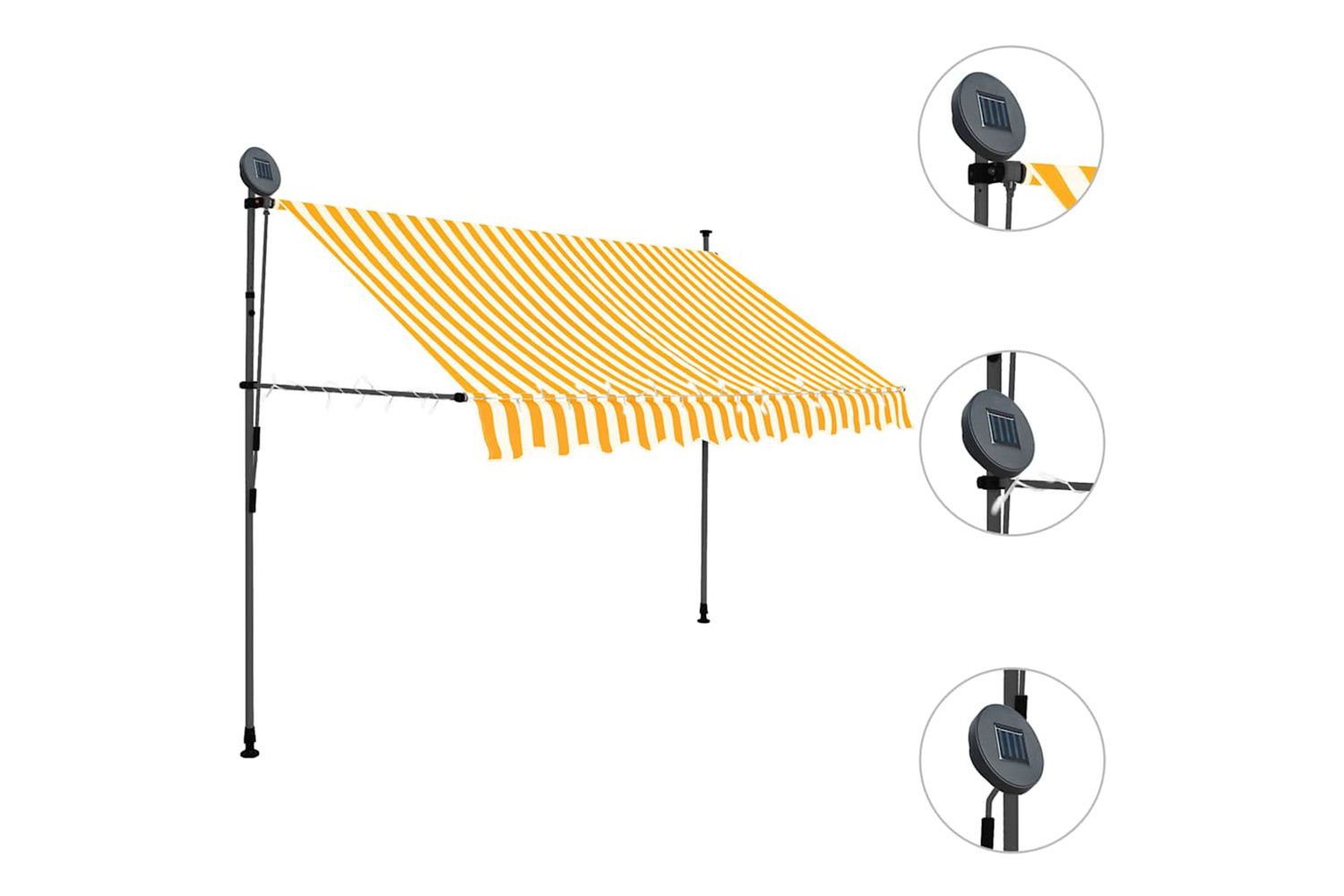 vidaXL 145858 Manual Retractable Awning With Led 250cm White And Orange-3