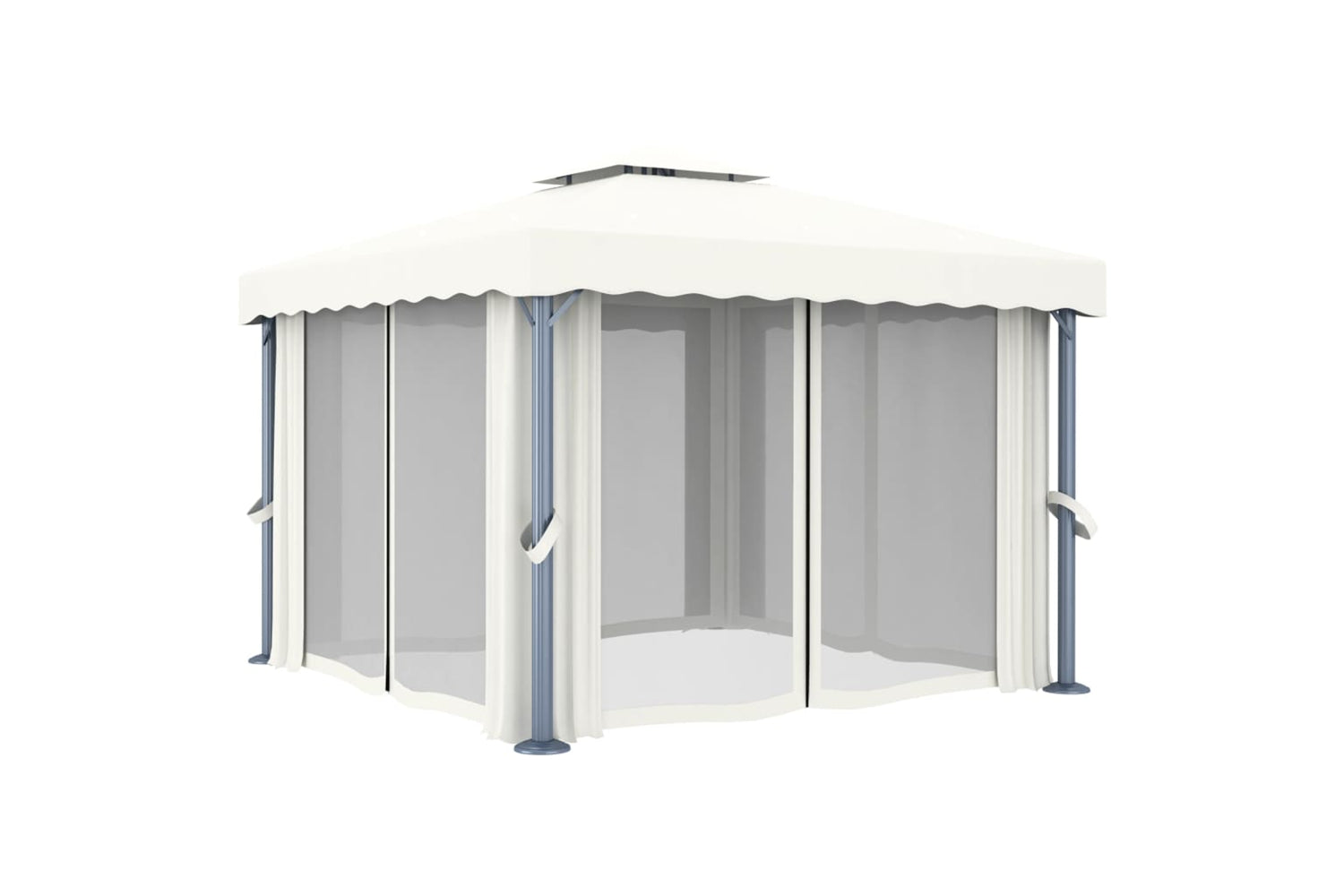 Vidaxl 3053377 Gazebo With Curtain 3x3 M Cream White Aluminium-3