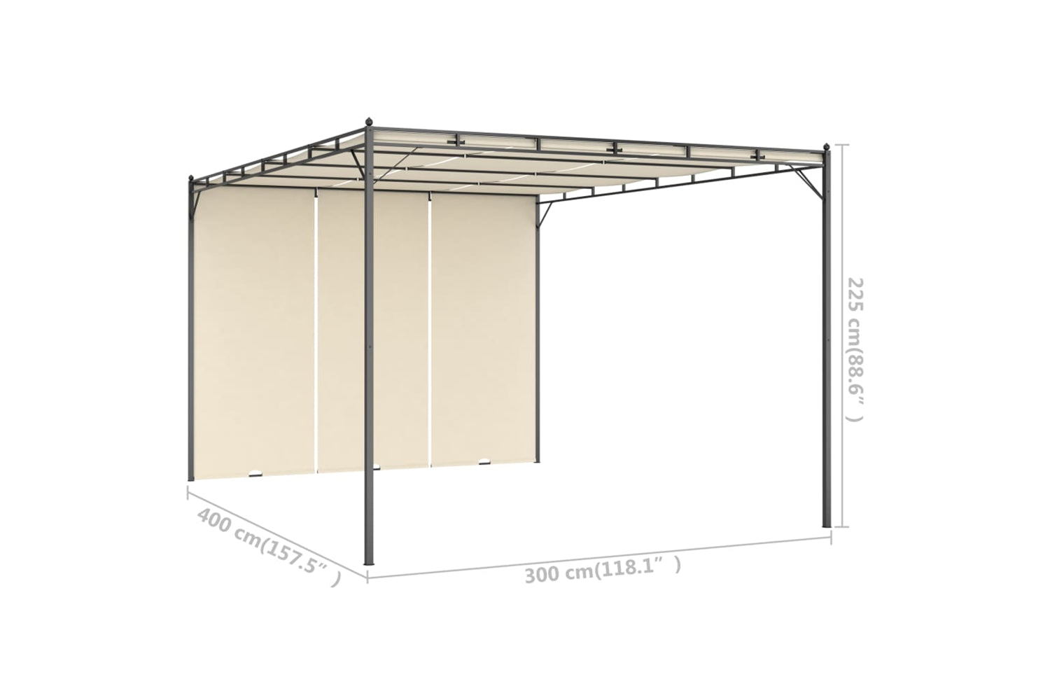 Vidaxl 47994 Garden Gazebo With Side Curtain 4x3x2.25 M Cream-8