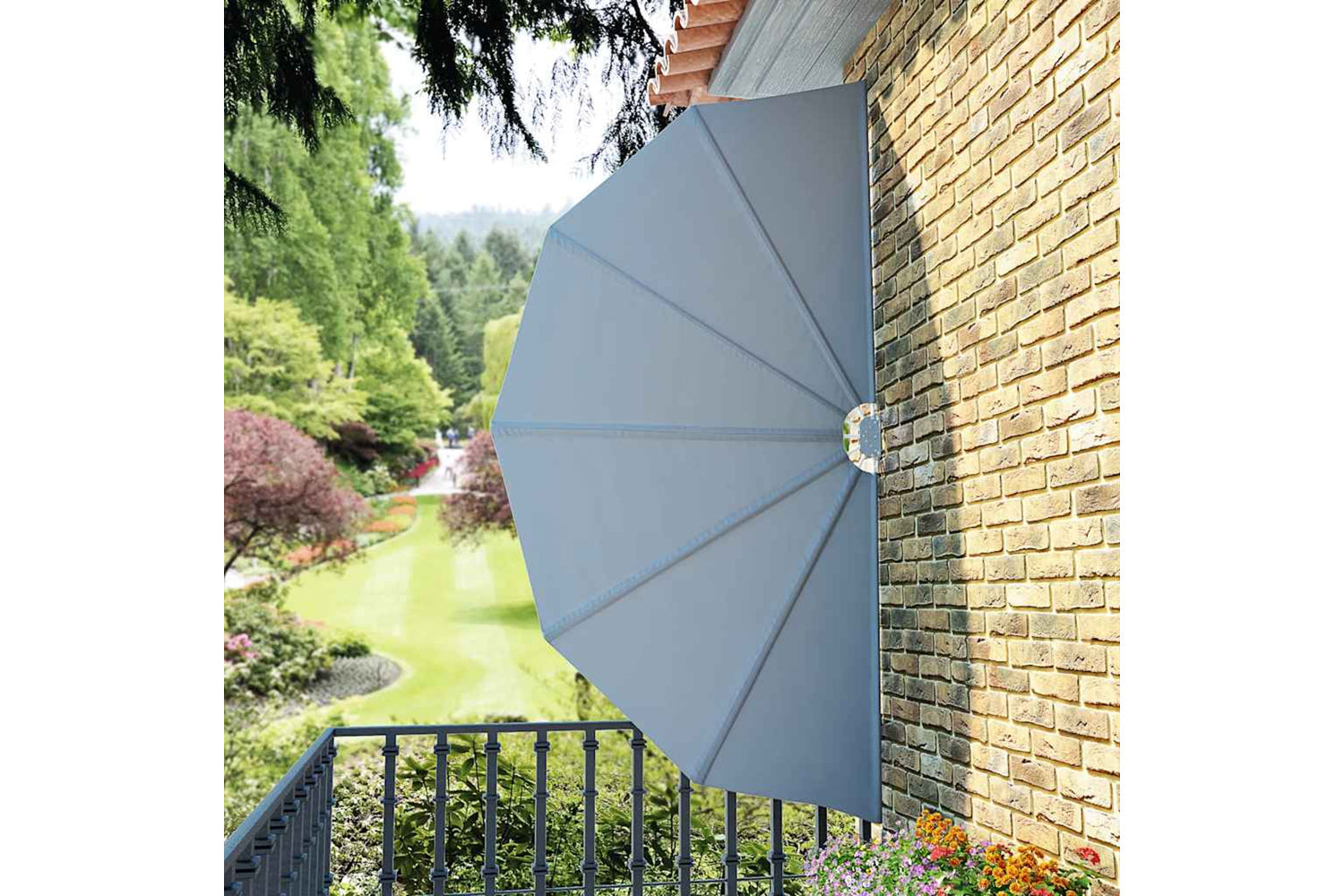 vidaXL 44575 Collapsible Terrace Side Awning Grey 160cm-3