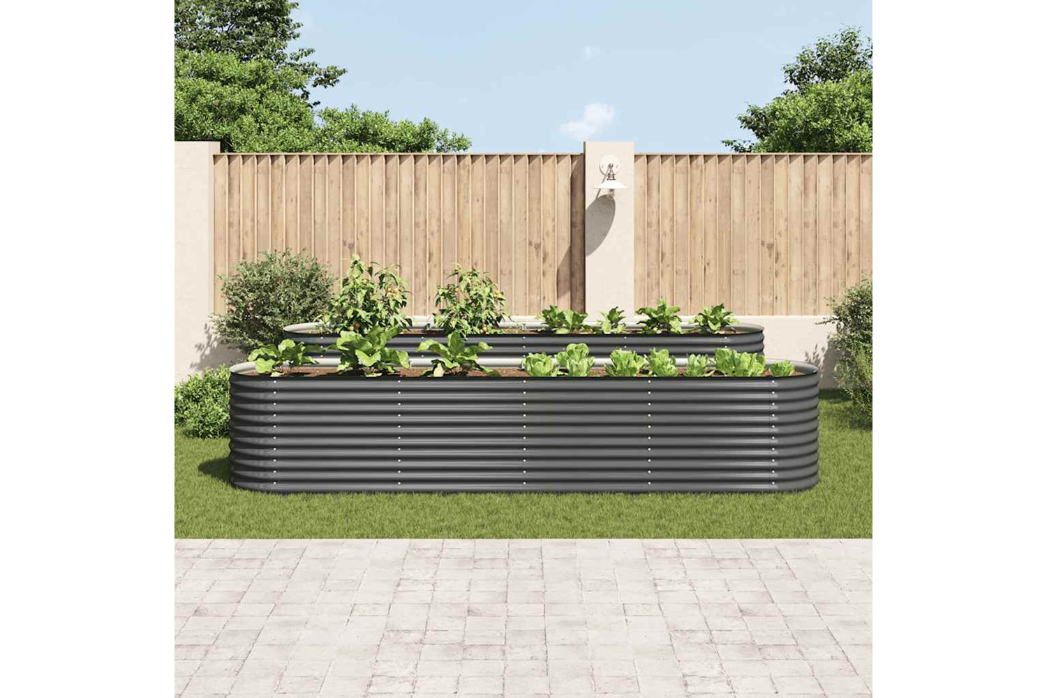 vidaXL Garden Raised Bed 400x80x81cm Galvanised Steel Grey-2