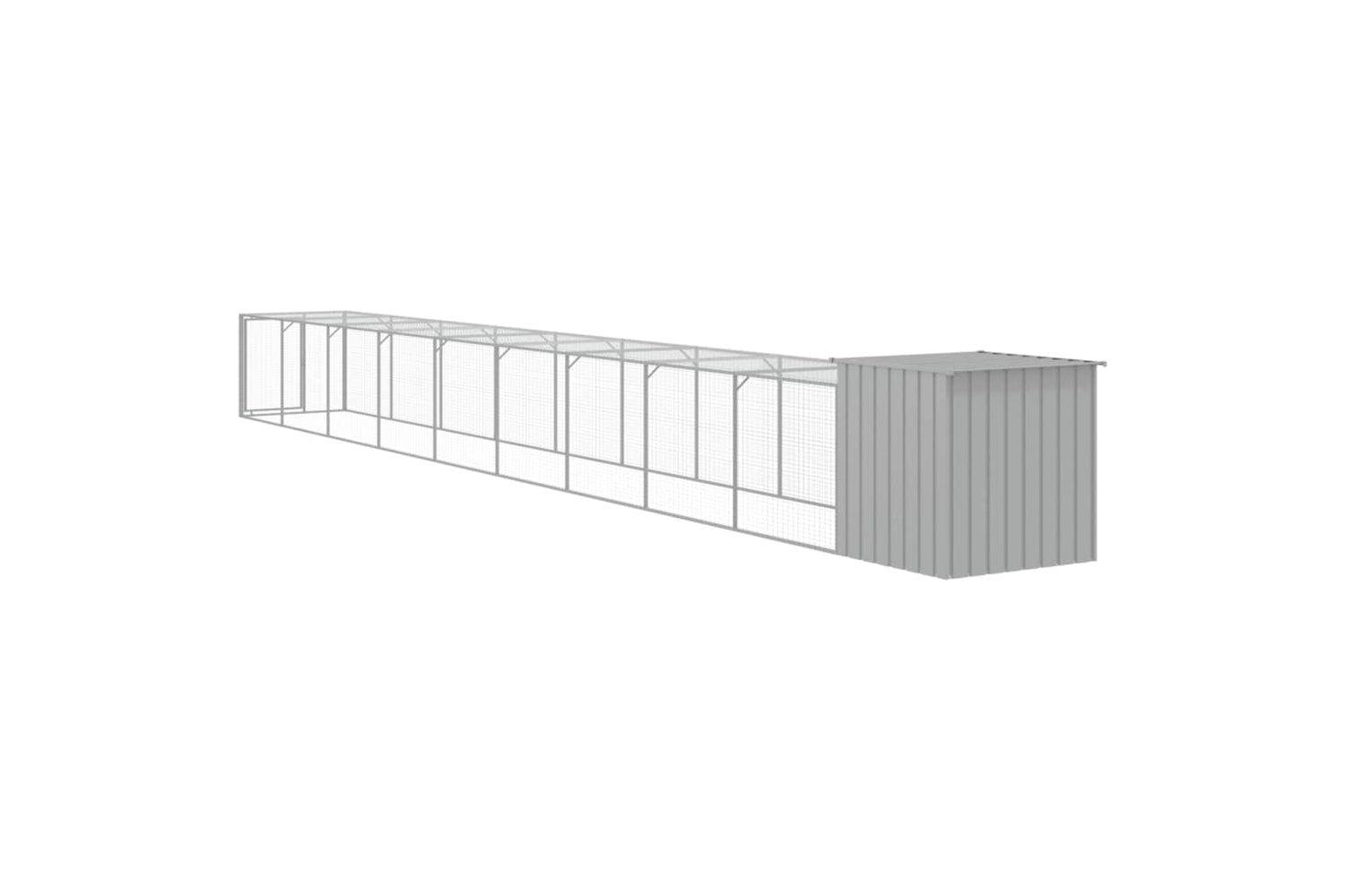 vidaXL 3189097 Chicken Cage With Run Light Grey 110x1017x110cm Galvanised Steel-4