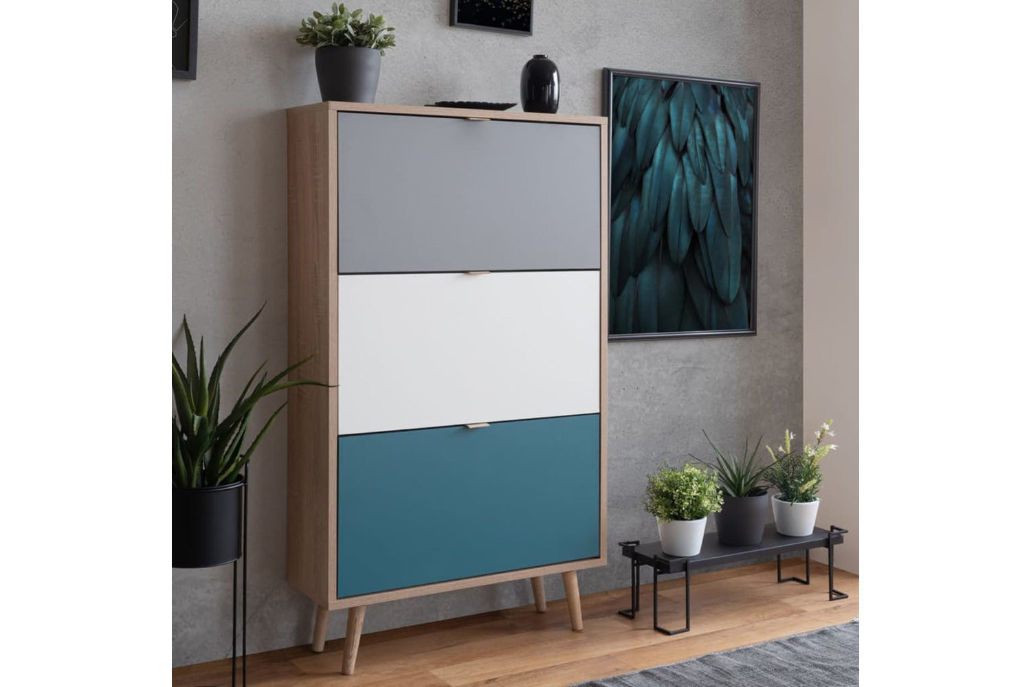 Finori Shoe Cabinet 42 Sonoma Oak And Tricolour-4