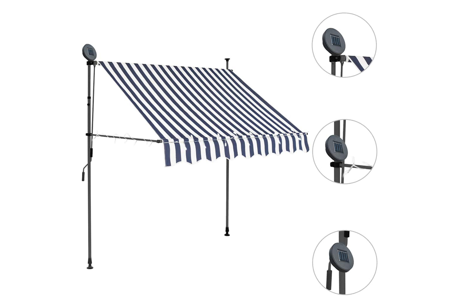 vidaXL 145841 Manual Retractable Awning With Led 100cm Blue And White-3