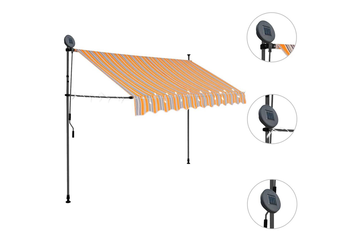 vidaXL 145852 Manual Retractable Awning With Led 300cm Yellow And Blue-3