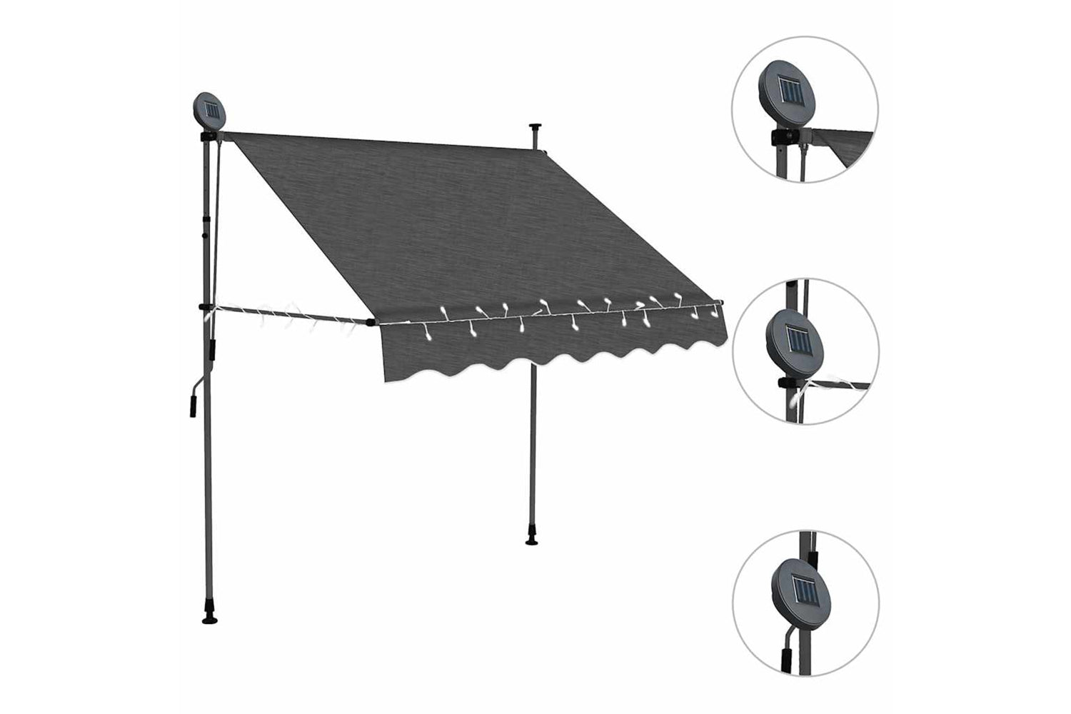 vidaXL 145862 Manual Retractable Awning With Led 100cm Anthracite-3