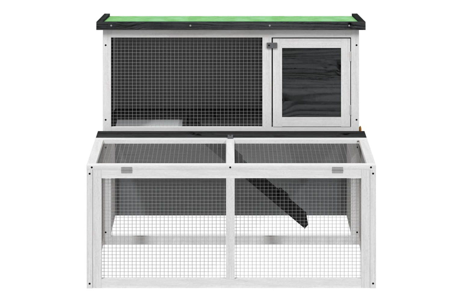 vidaXL 172284 Rabbit Hutch Grey 102x90x84.5cm Solid Wood Pine-2
