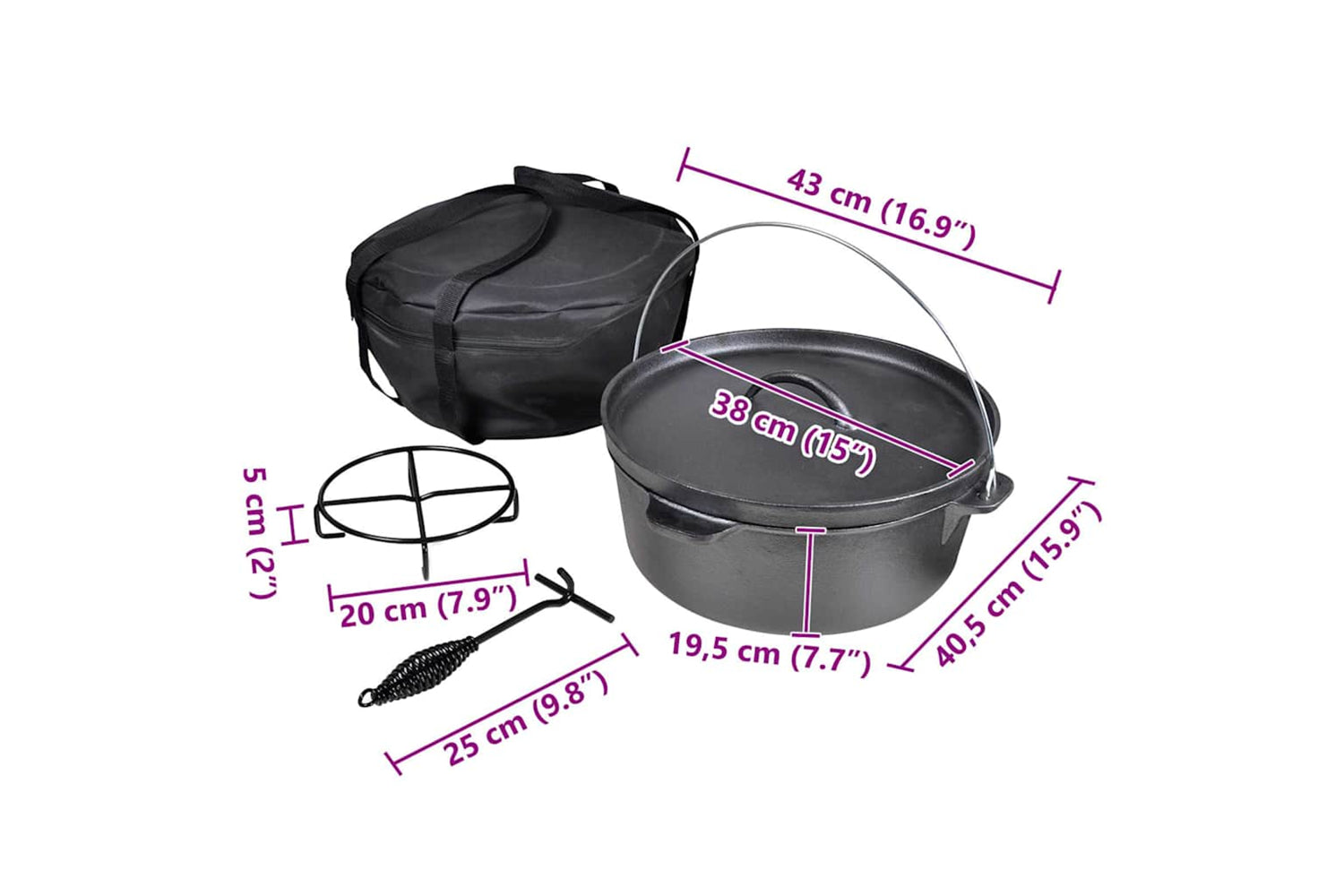 Vidaxl 41564 Dutch Oven 11.3 L Including Accessories-6