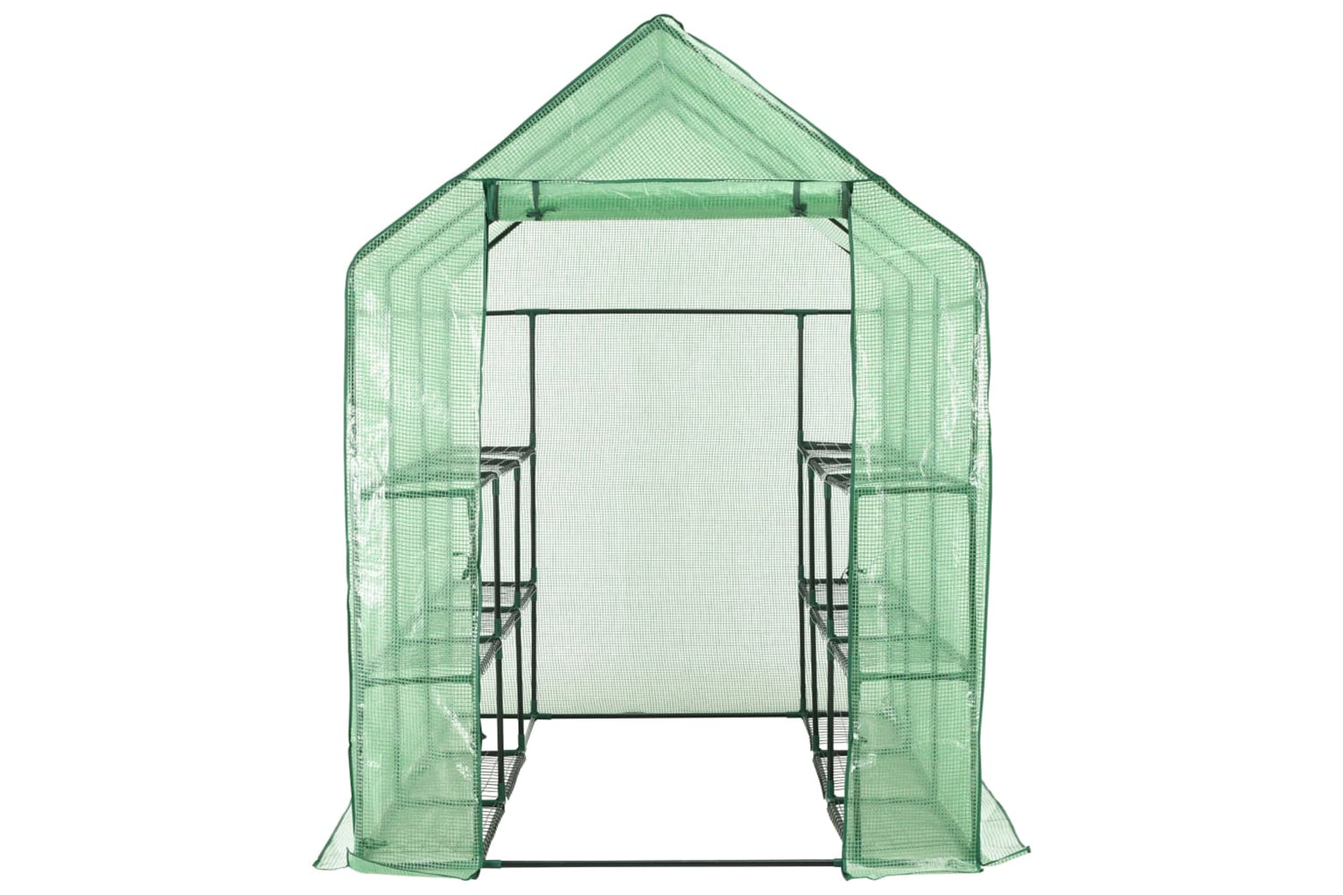 vidaXL 46913 Walk-in Greenhouse With 12 Shelves Steel 143x214x196cm-3