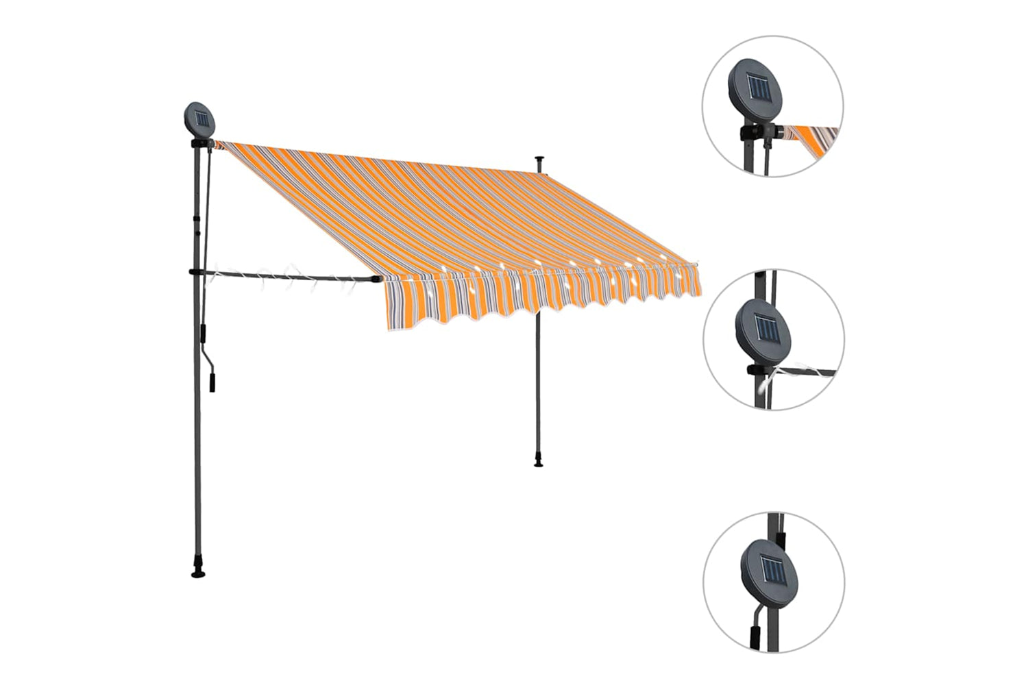 vidaXL 145851 Manual Retractable Awning With Led 250cm Yellow And Blue-3